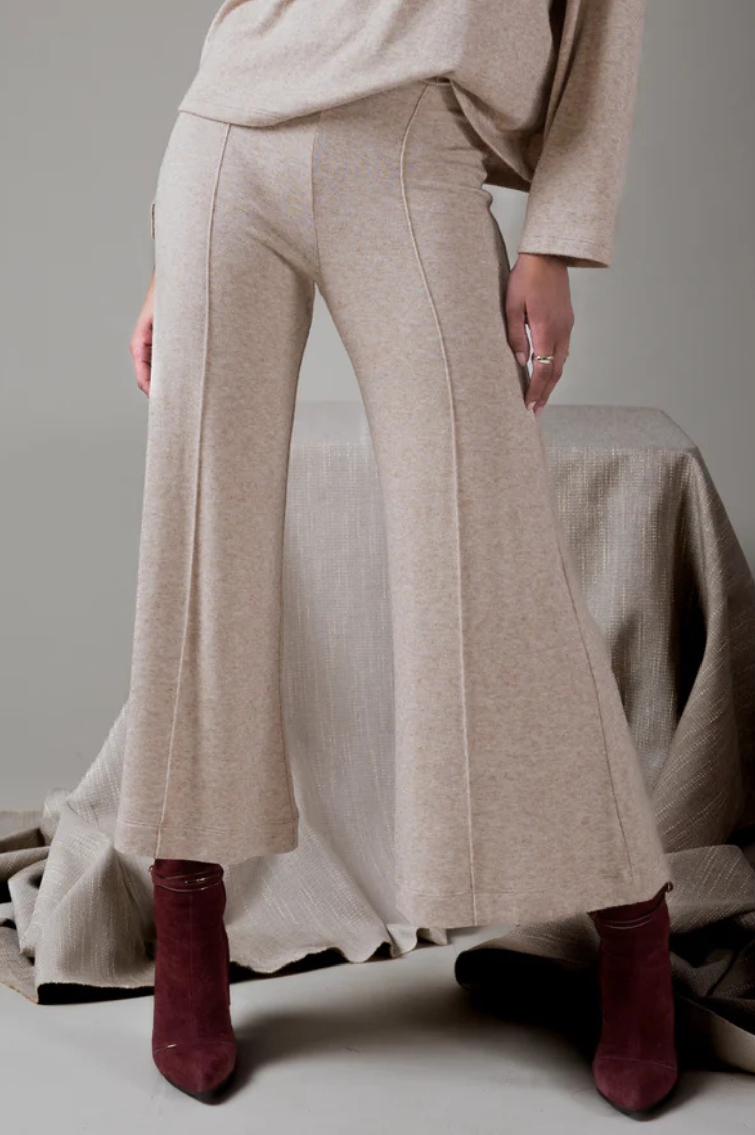 Sweater Knit Cropped Wide Leg Pant