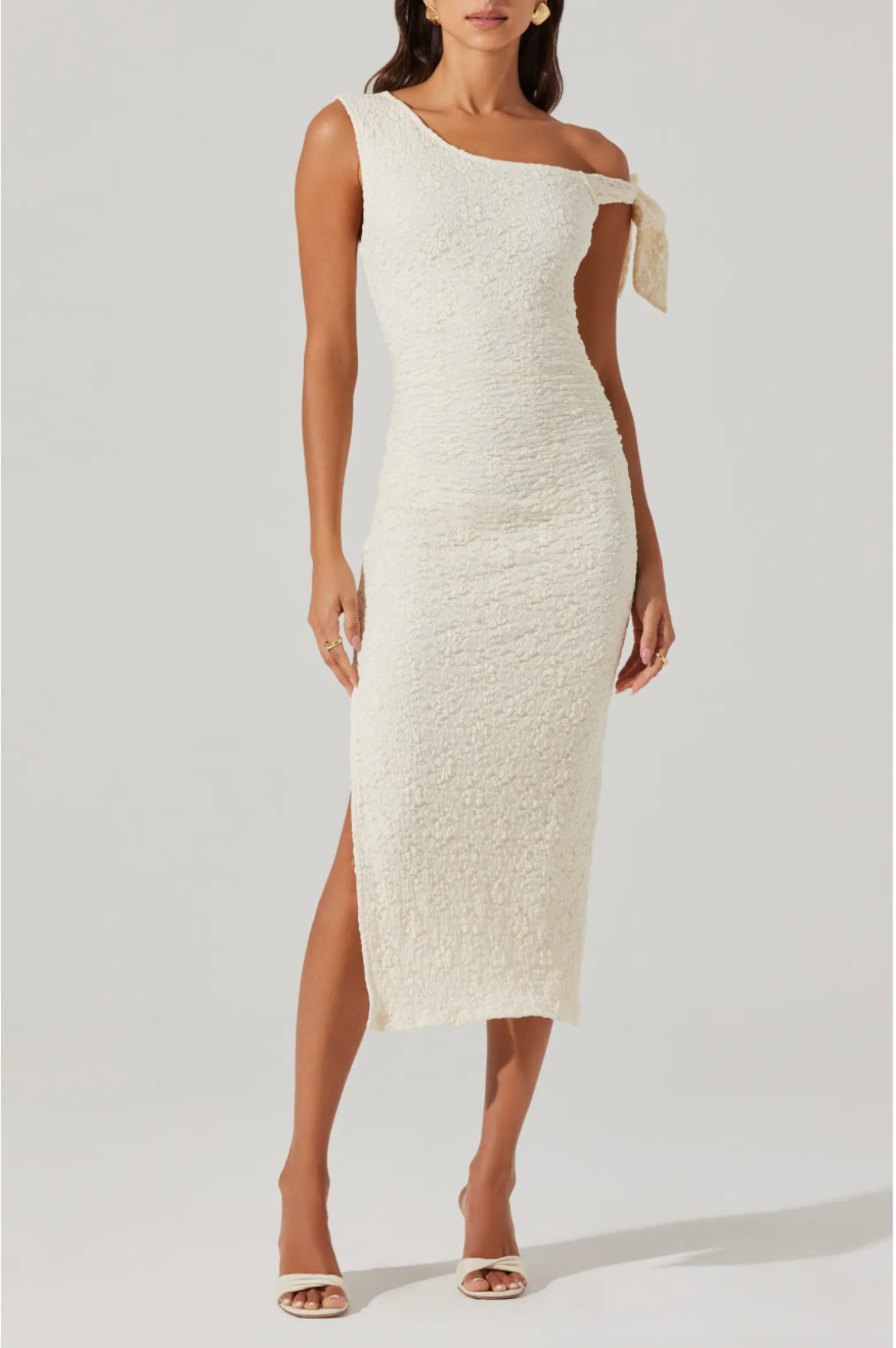 Emely Floral One-Shoulder Stretch Lace Dress