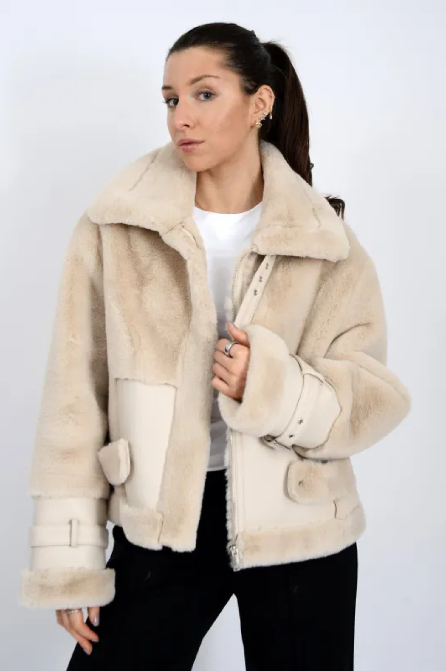 Luann Mink Faux Fur Leather Jacket
