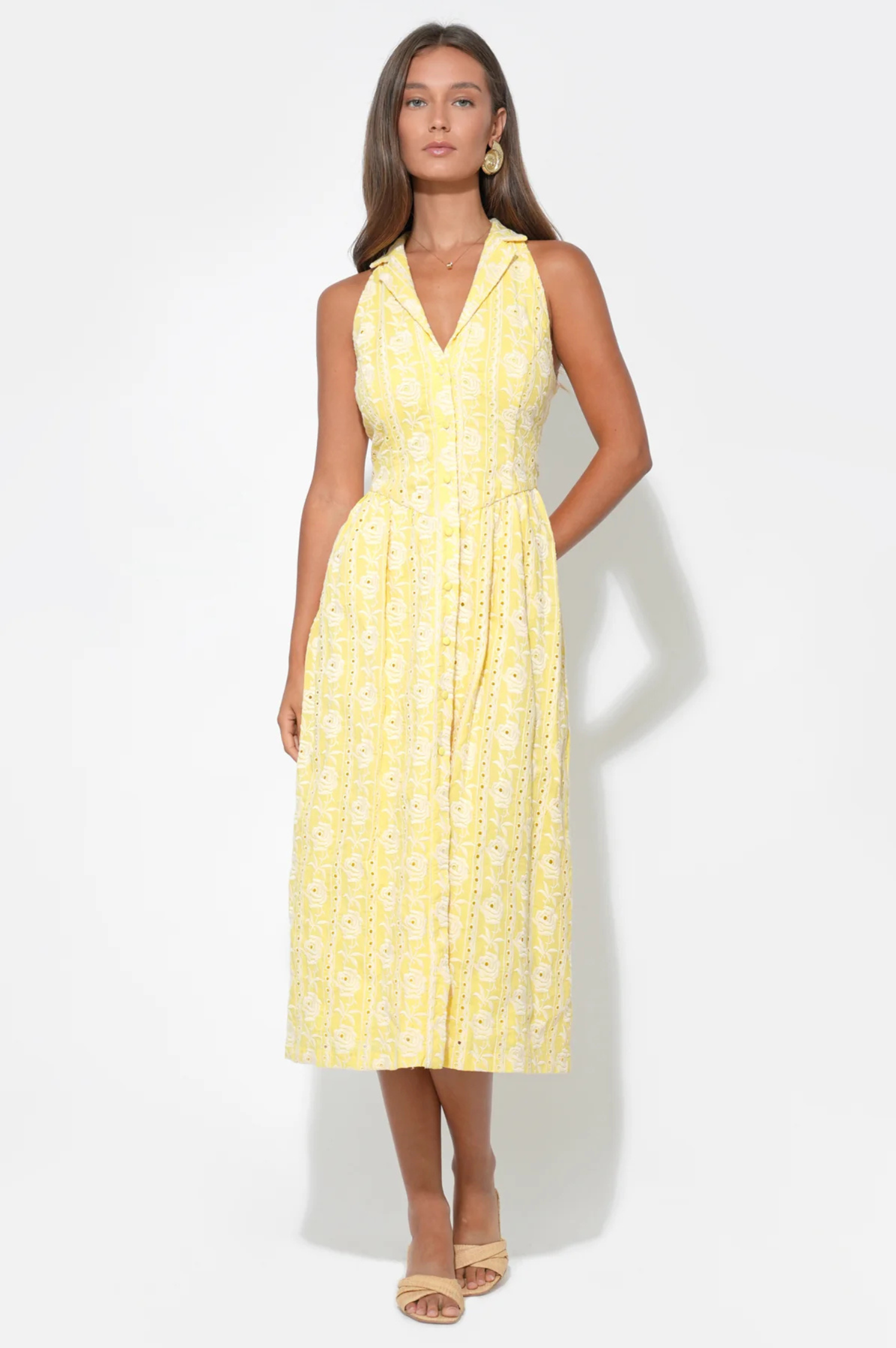 Hazel Embroidery Midi Dress