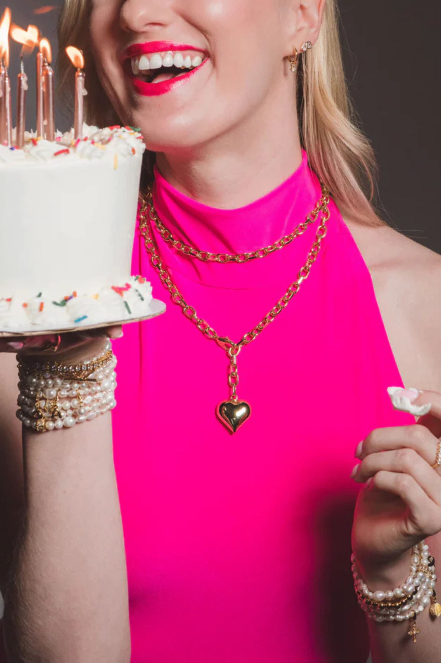 Poppy Puffy Heart Necklace