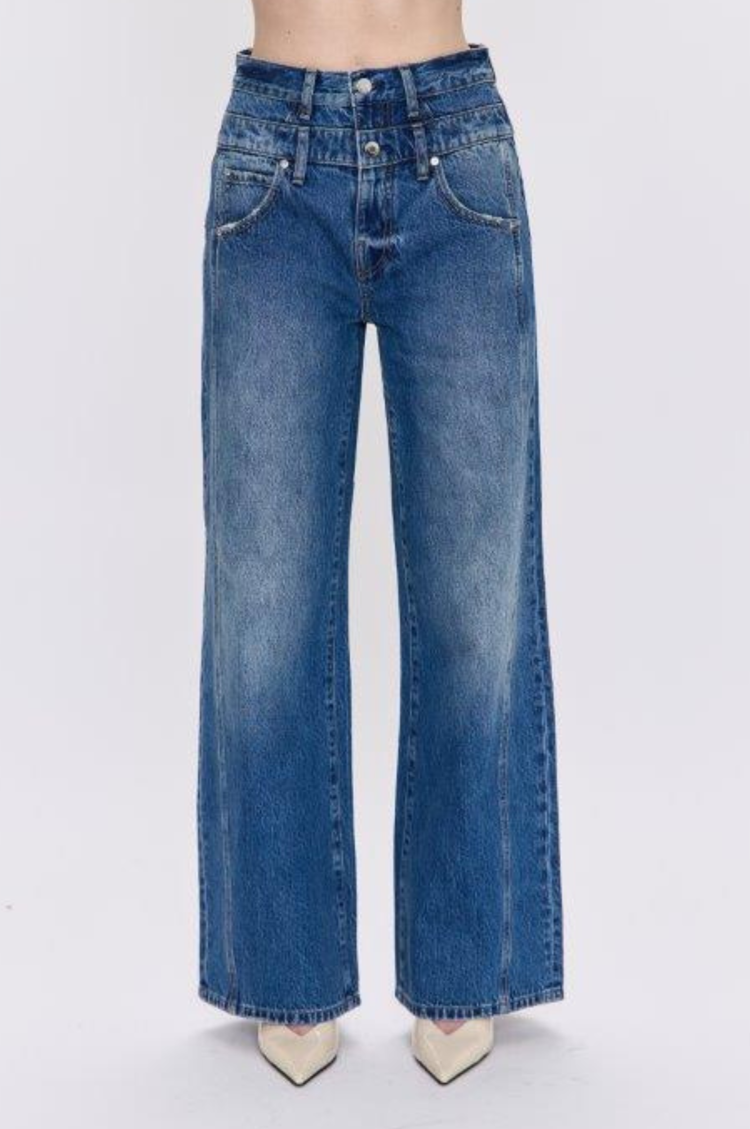 Caleb High Rise Stacked Waist Jean - Echo