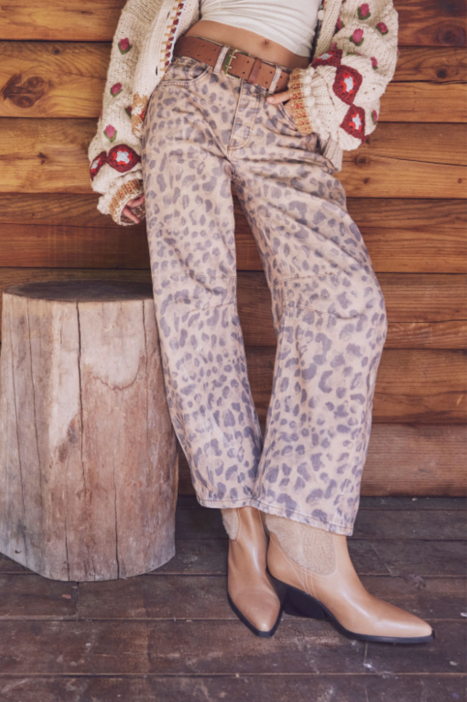 Good Luck Printed Barrel Jeans