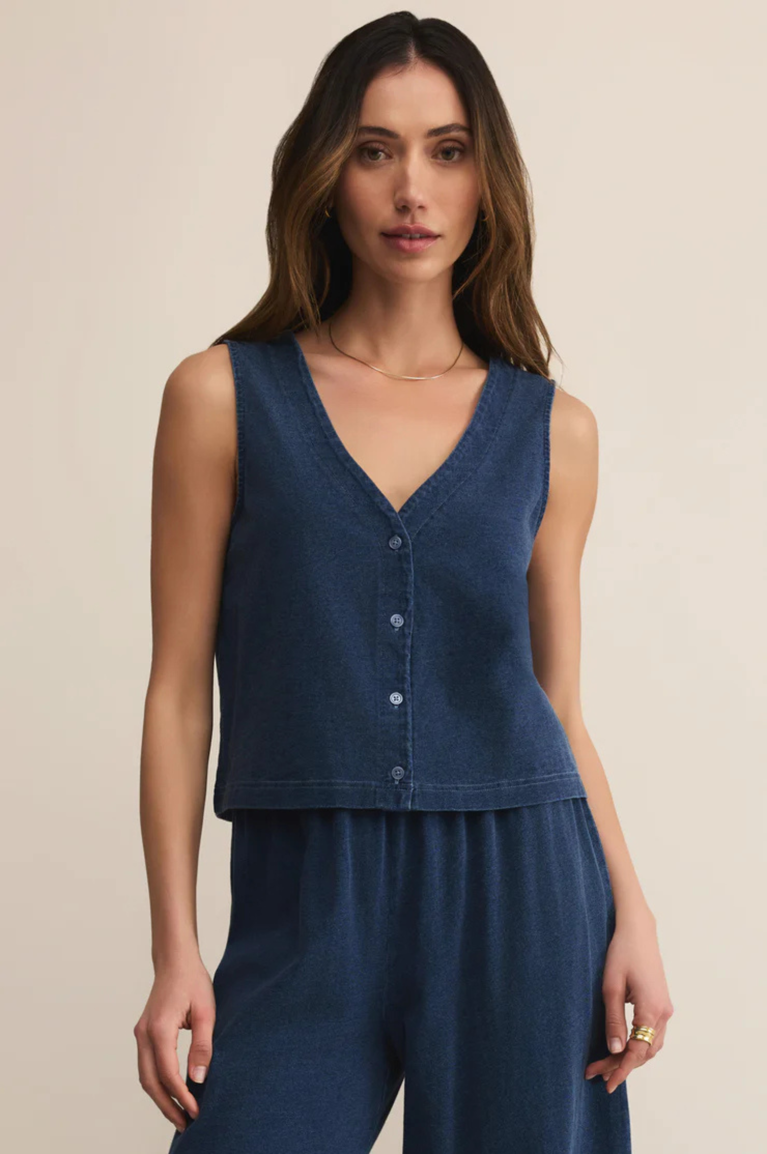 Solace V-Neck Jersey Denim Tank