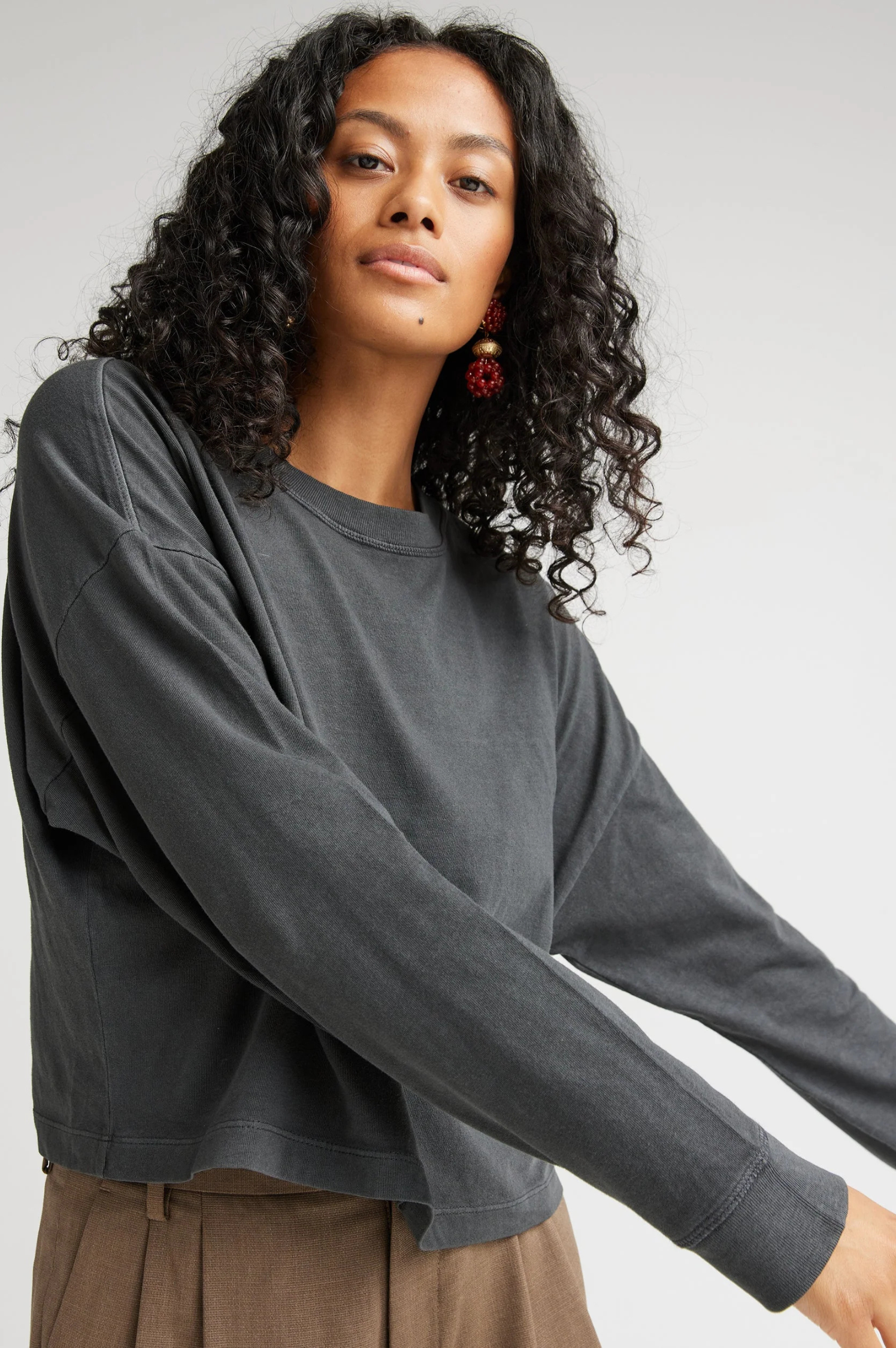 Relaxed Crop Long Sleeve Tee