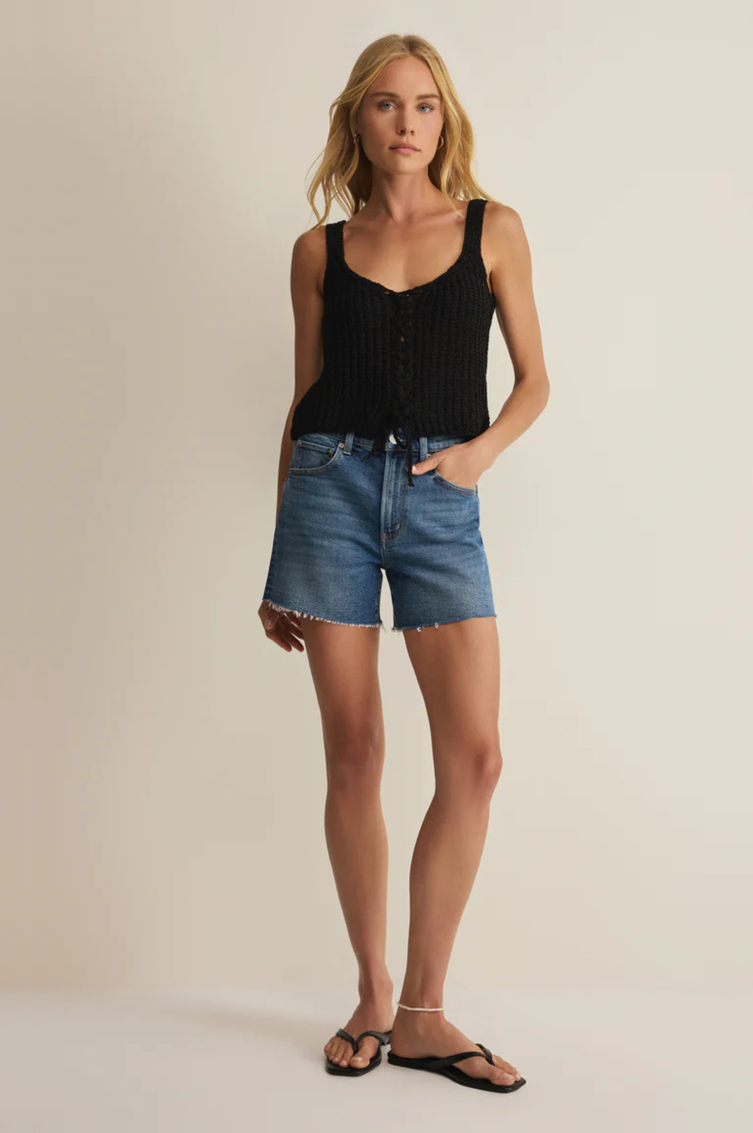 Tate Lace Up Sweater Top