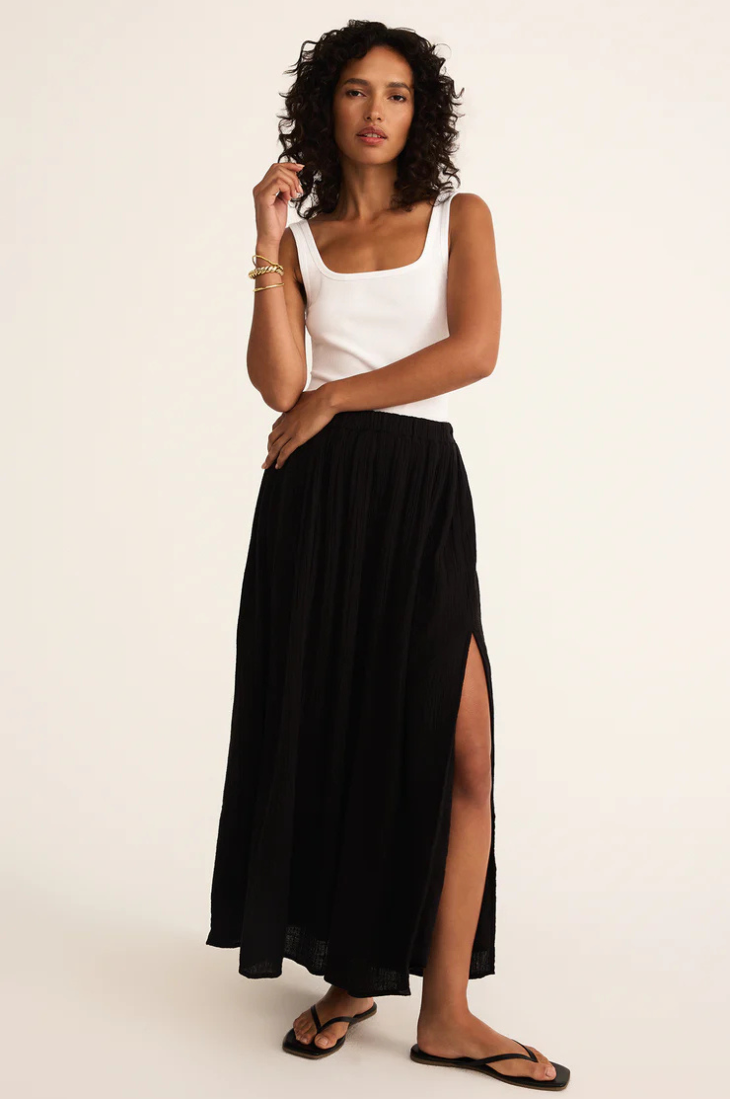Reina Airy Gauze Midi Skirt