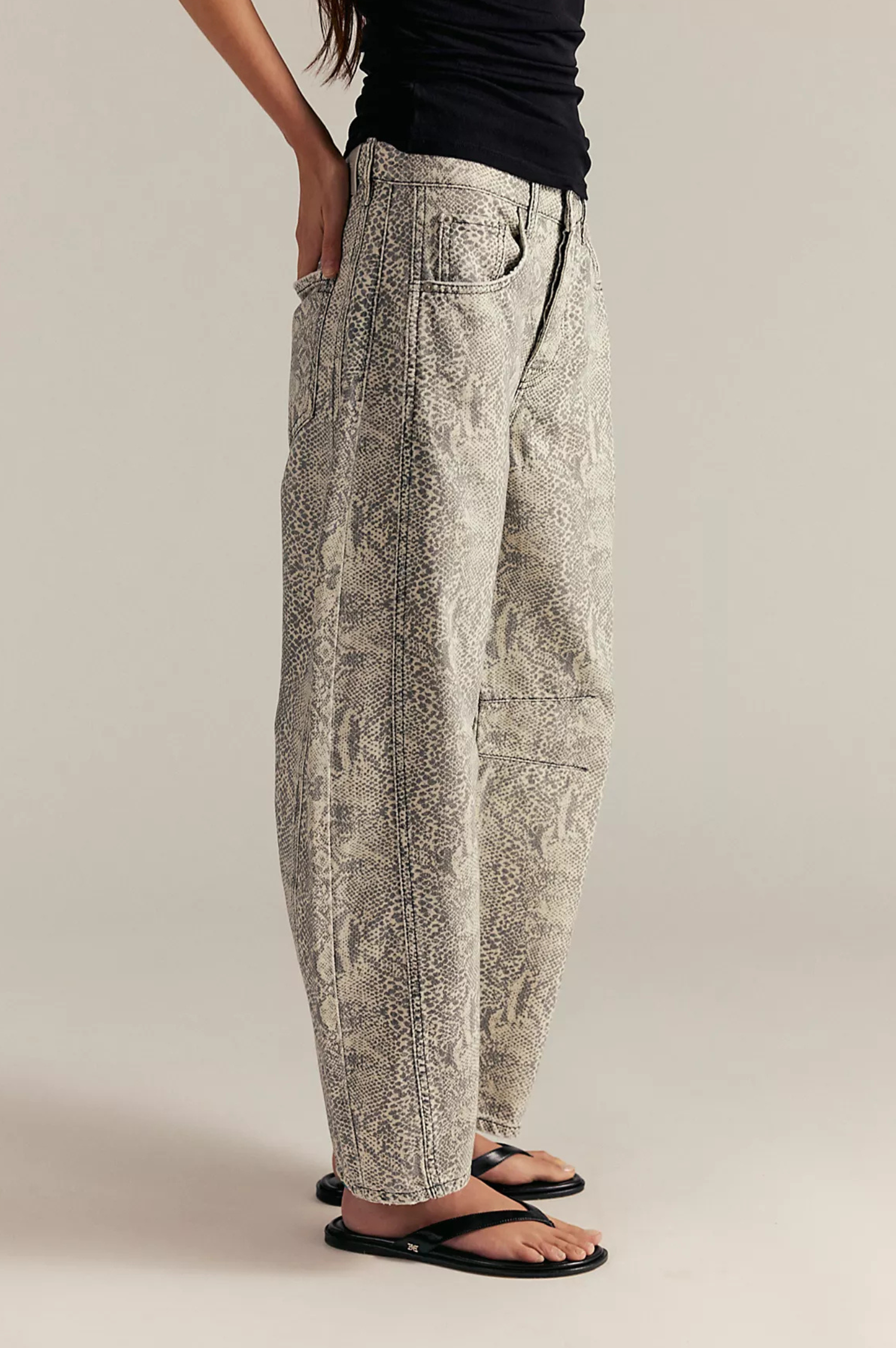 Good Luck Printed Barrel Jeans