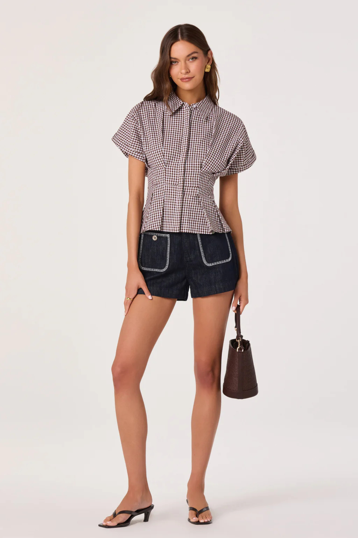 Beck Pleated Button-Front Top