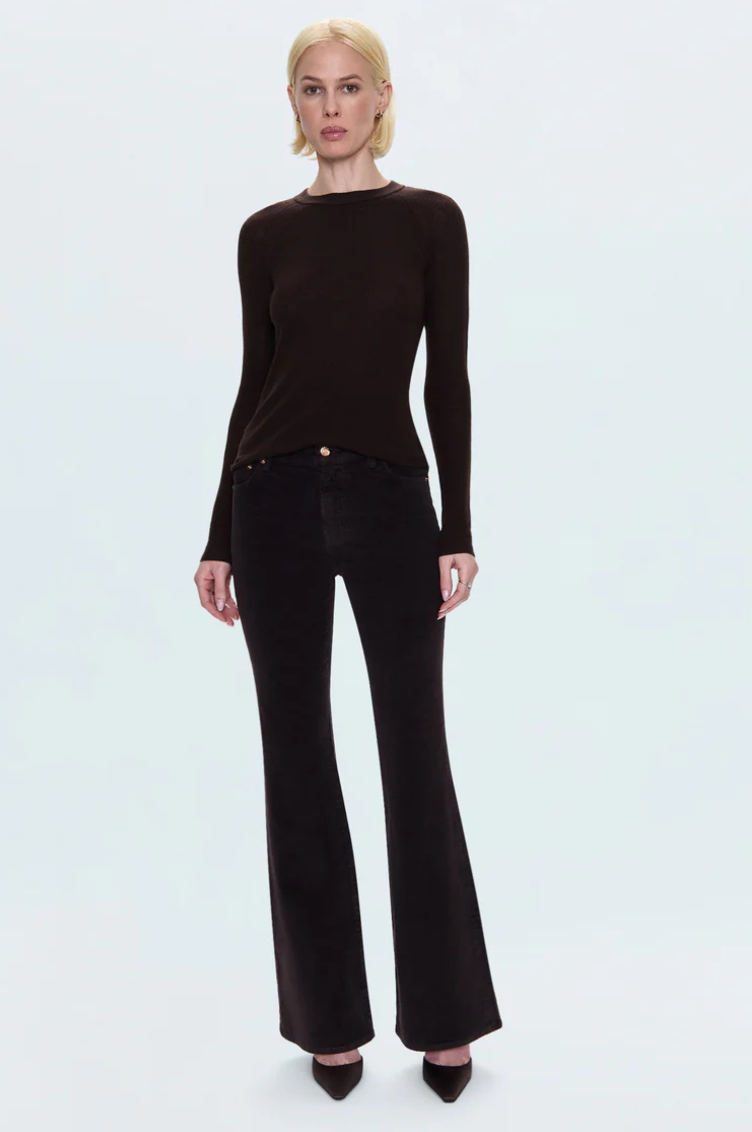 Kinsley Mid Rise Ultra Flare Jean - Mocha