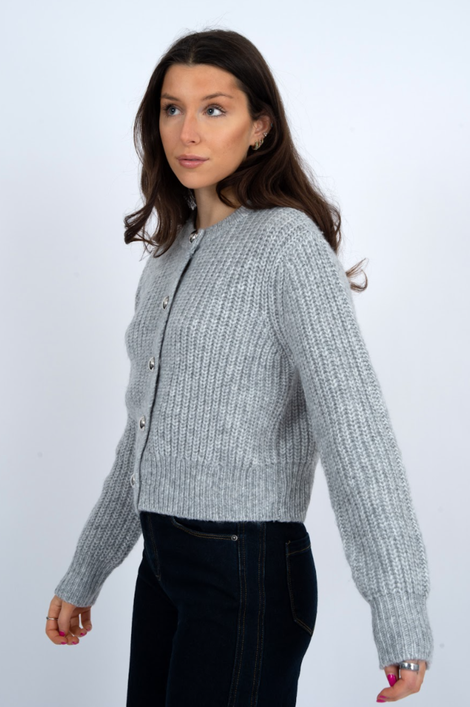 Letrice Long Sleeve Crewneck Cardigan