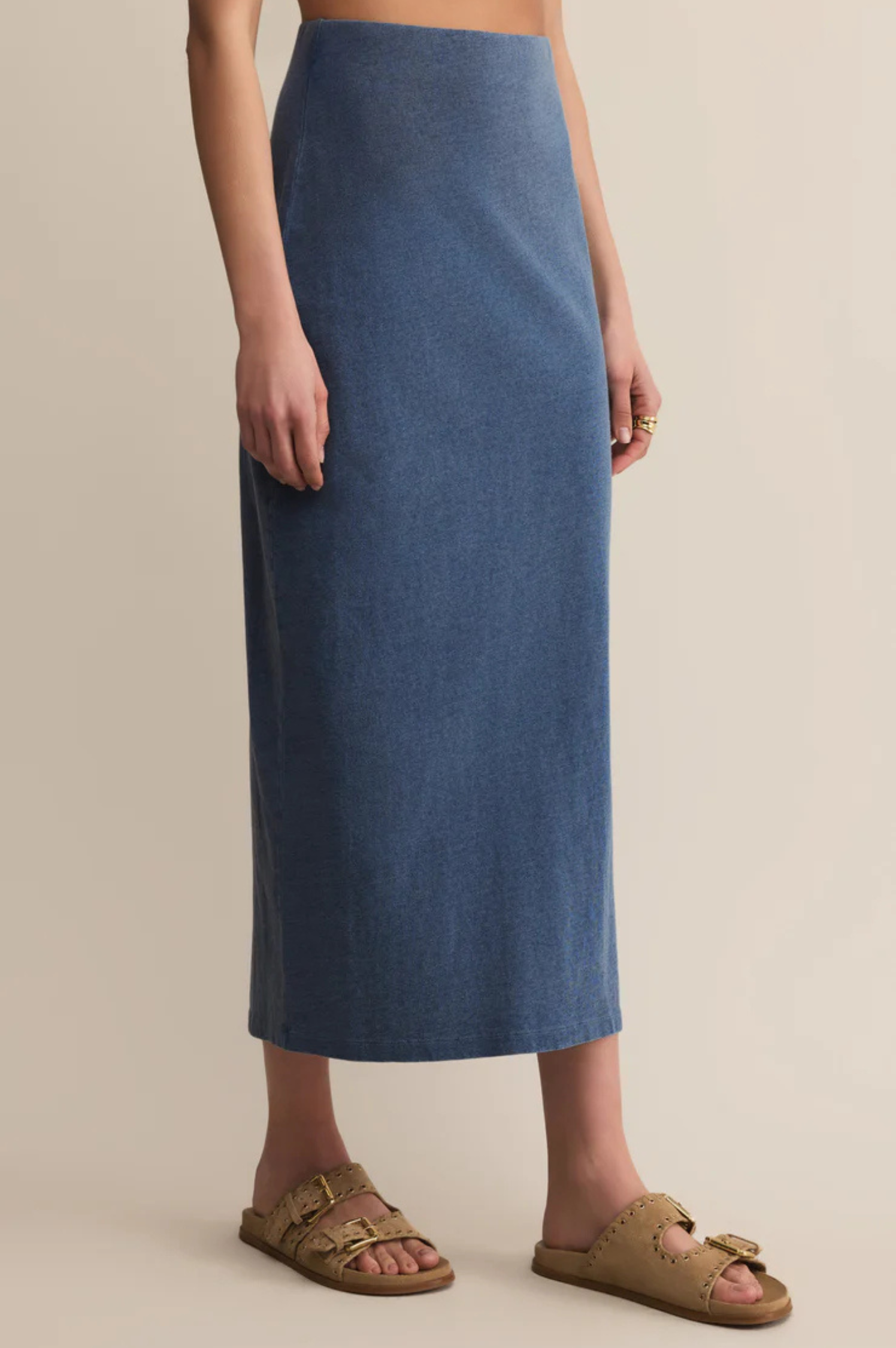 Gail Jersey Denim Midi Skirt