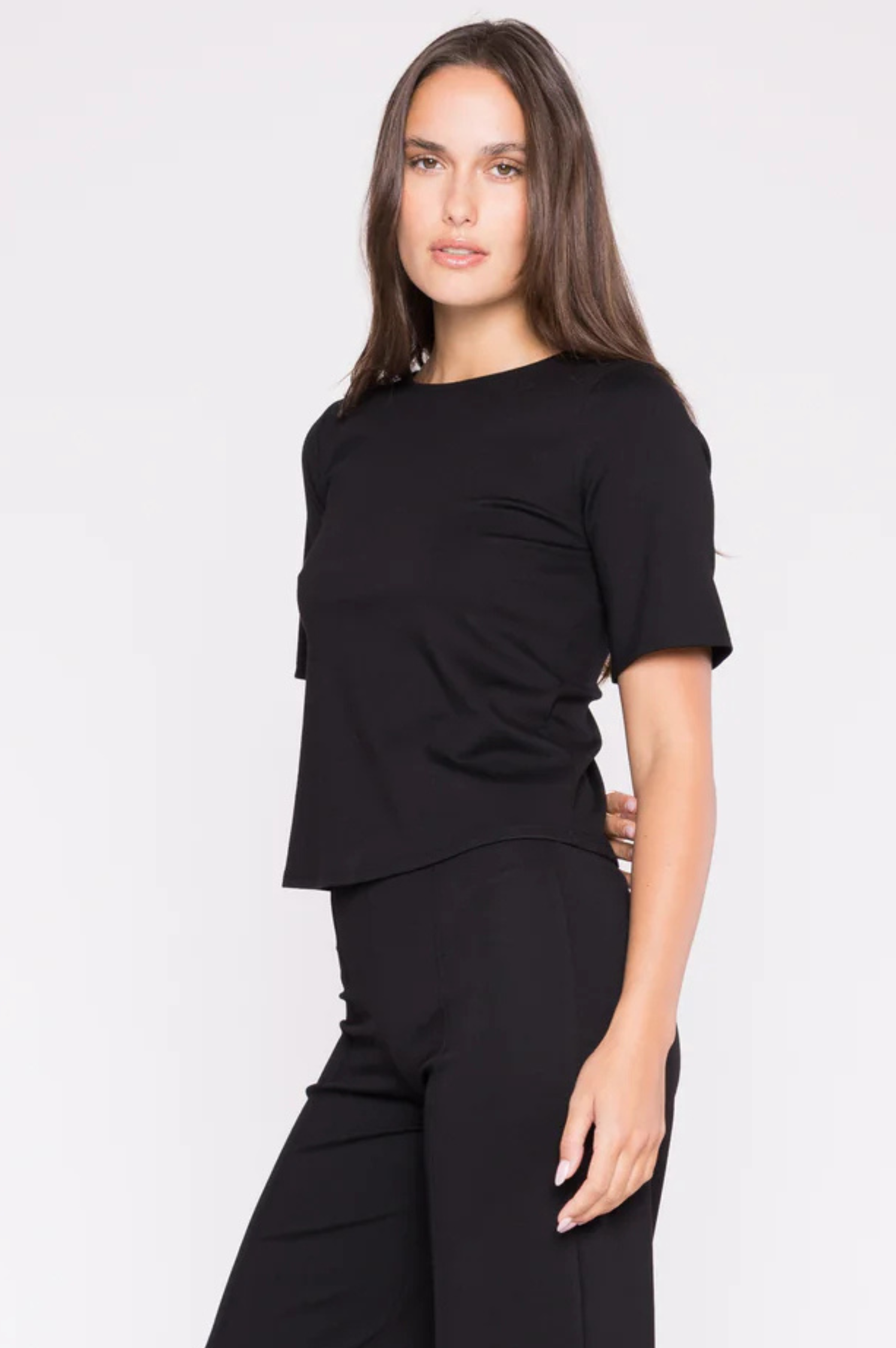 Ponte Knit Short Sleeve Top Extended