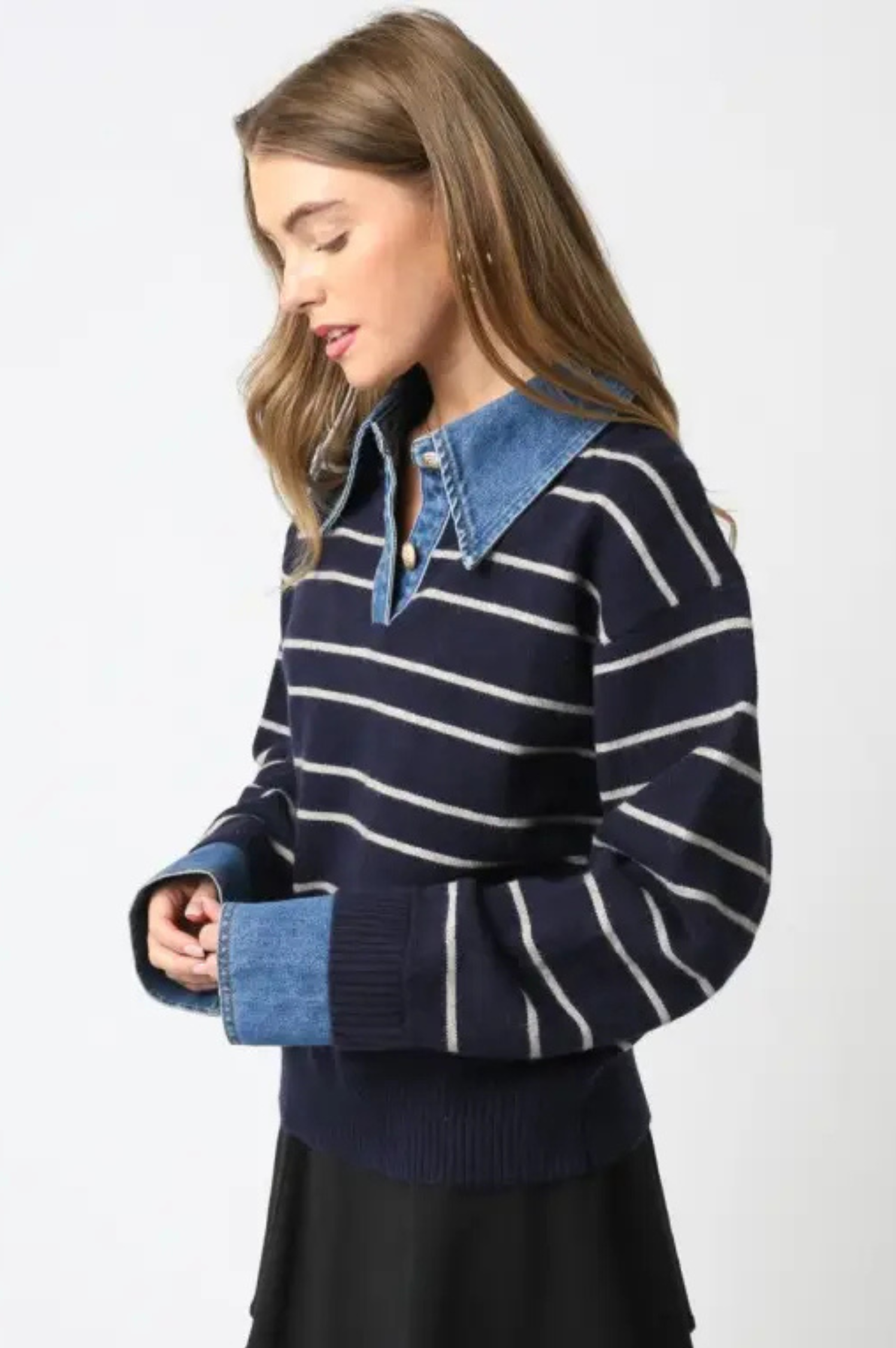 Sofia Stripe Denim Combo Top