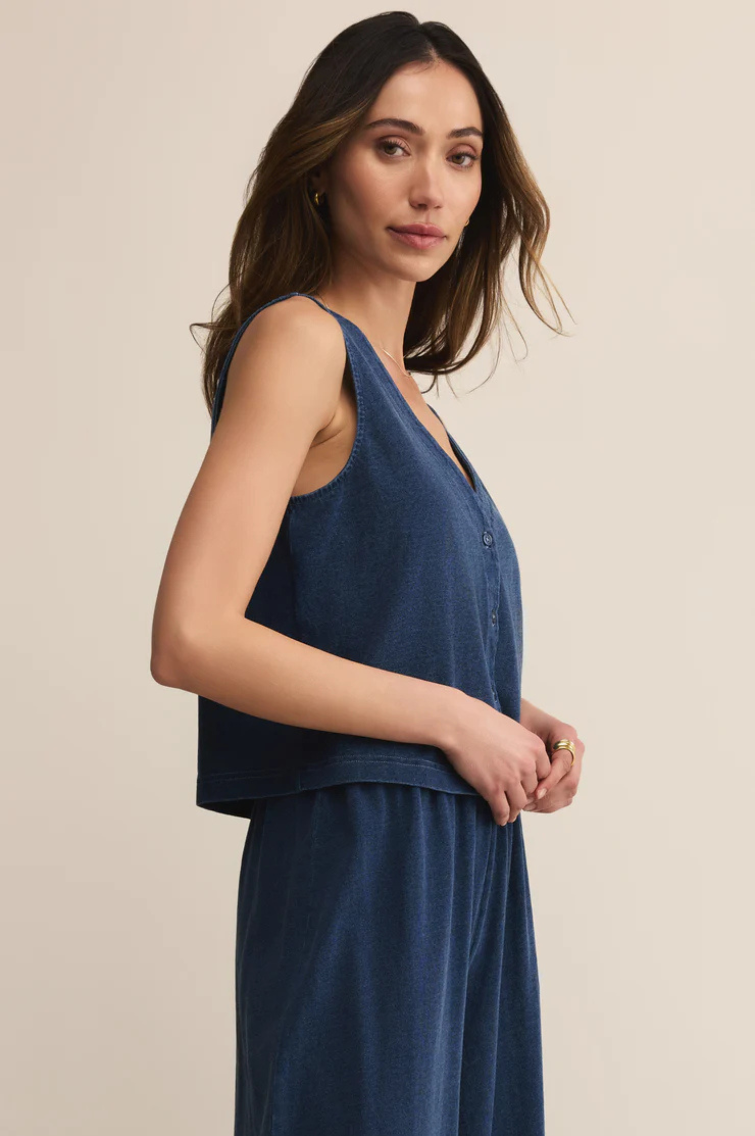 Solace V-Neck Jersey Denim Tank