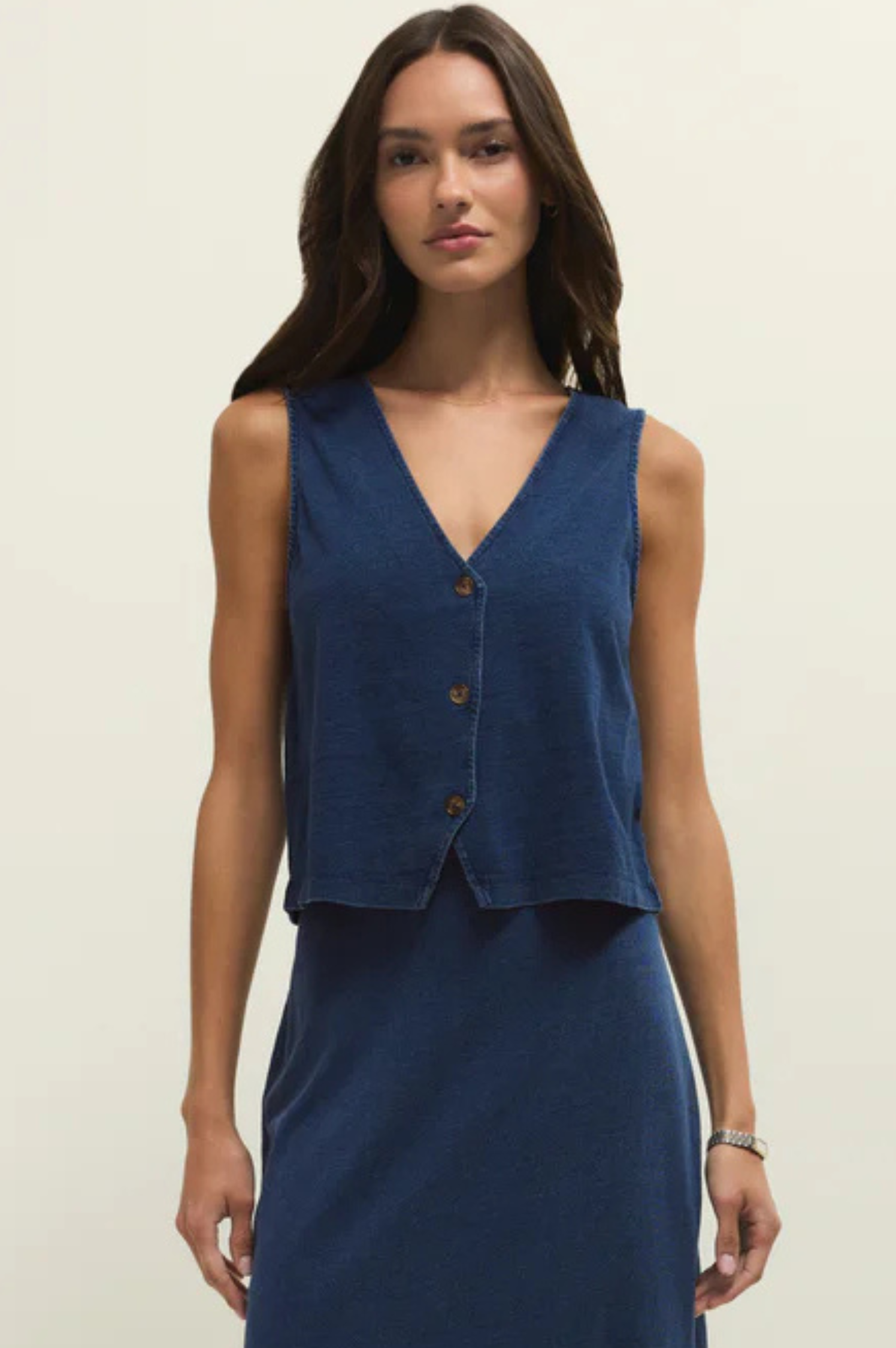 Noelle Jersey Denim Sleeveless Tank