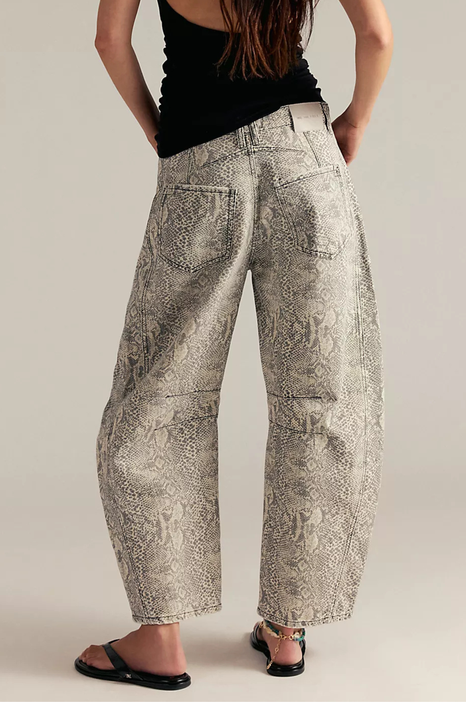 Good Luck Printed Barrel Jeans