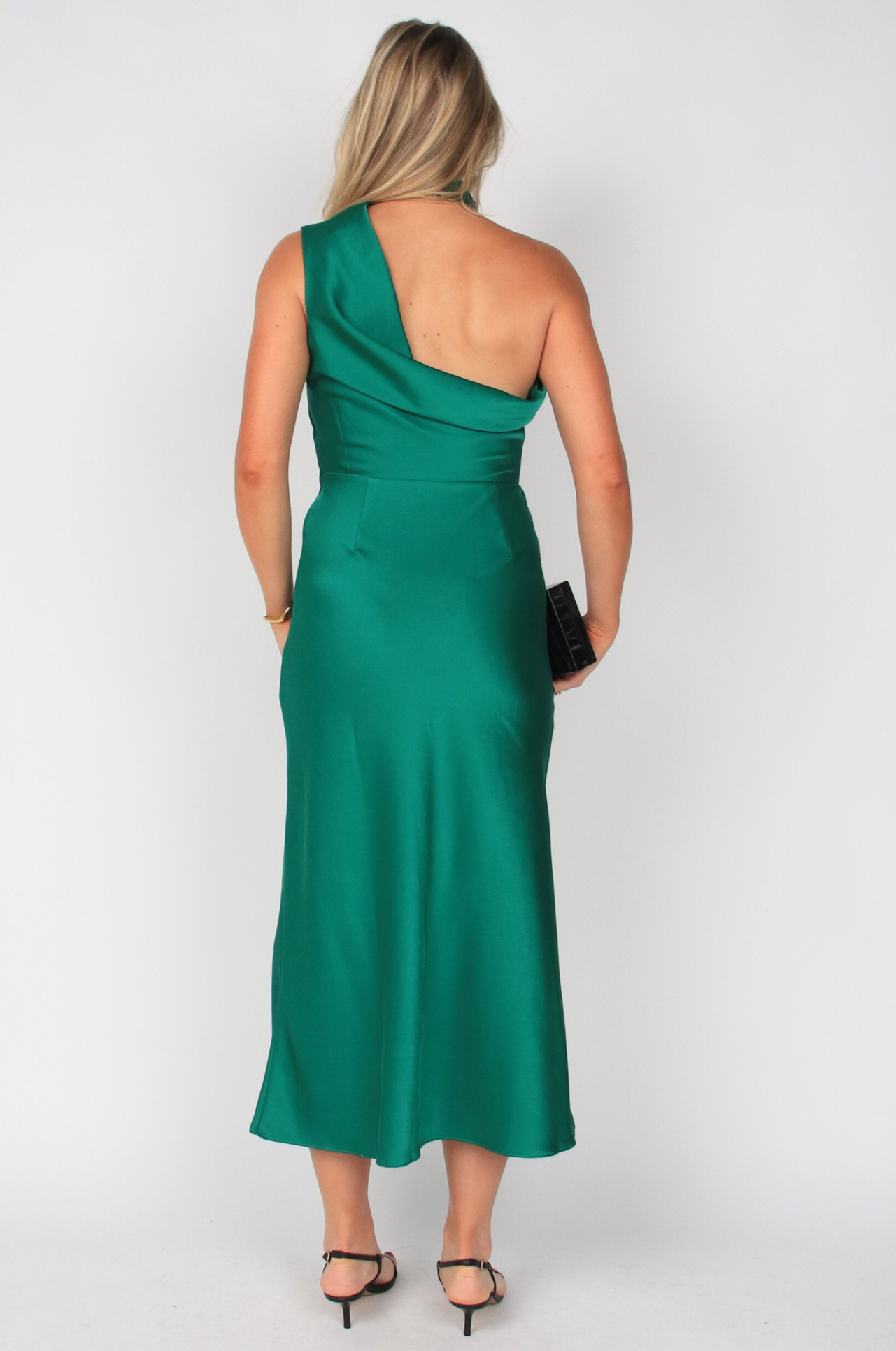 Jodie High Neck Satin Midi Dress