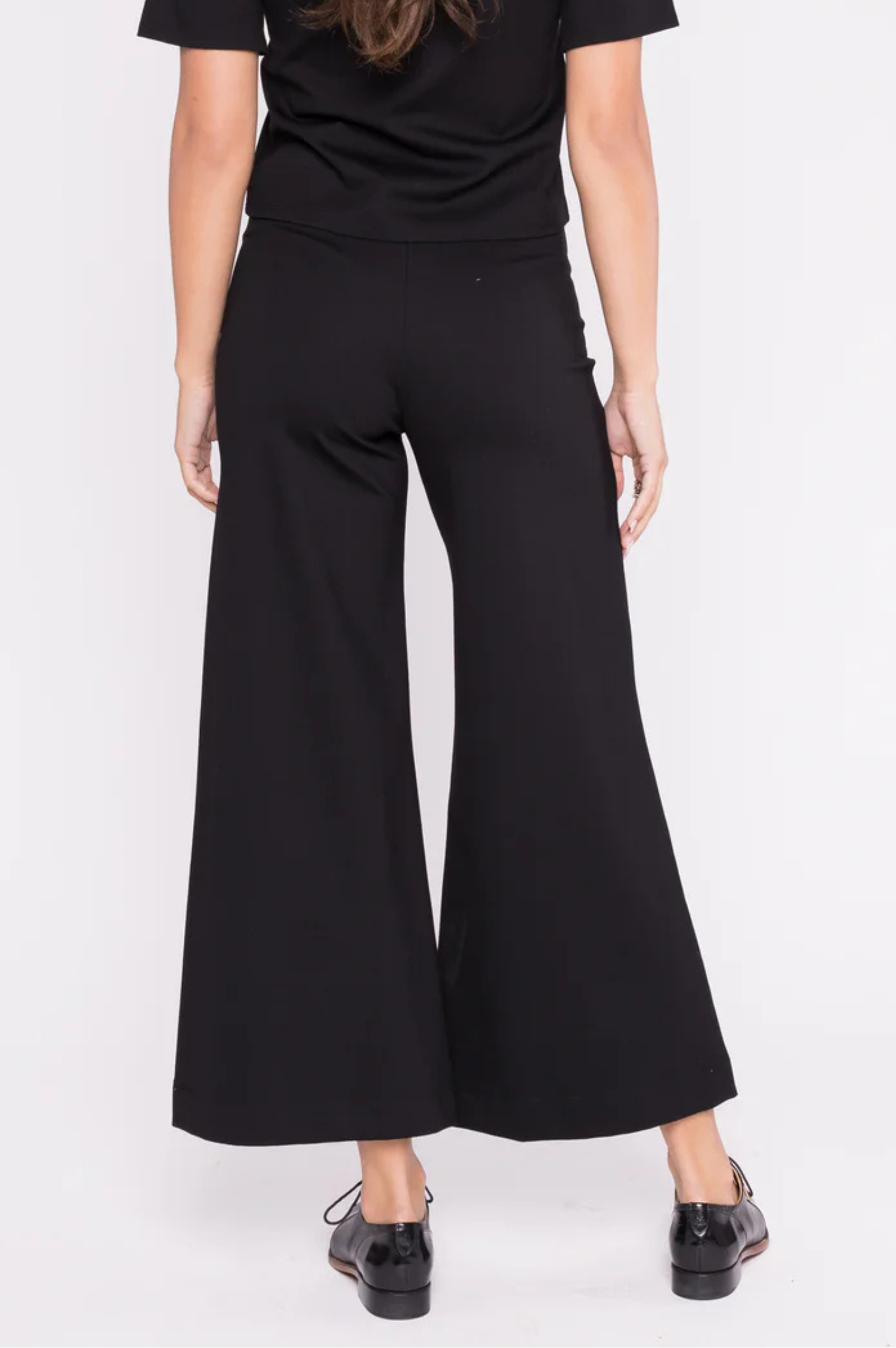 Ponte Knit Wide Leg Pant Cropped