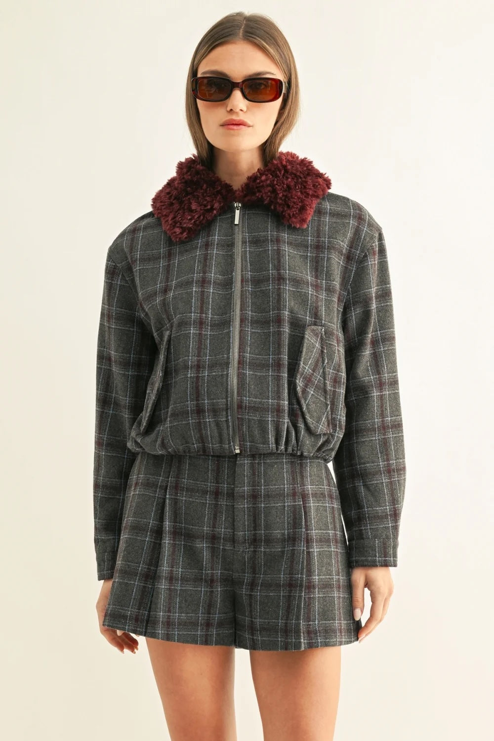 DAISY VEGAN FUR COLLARED JACKET