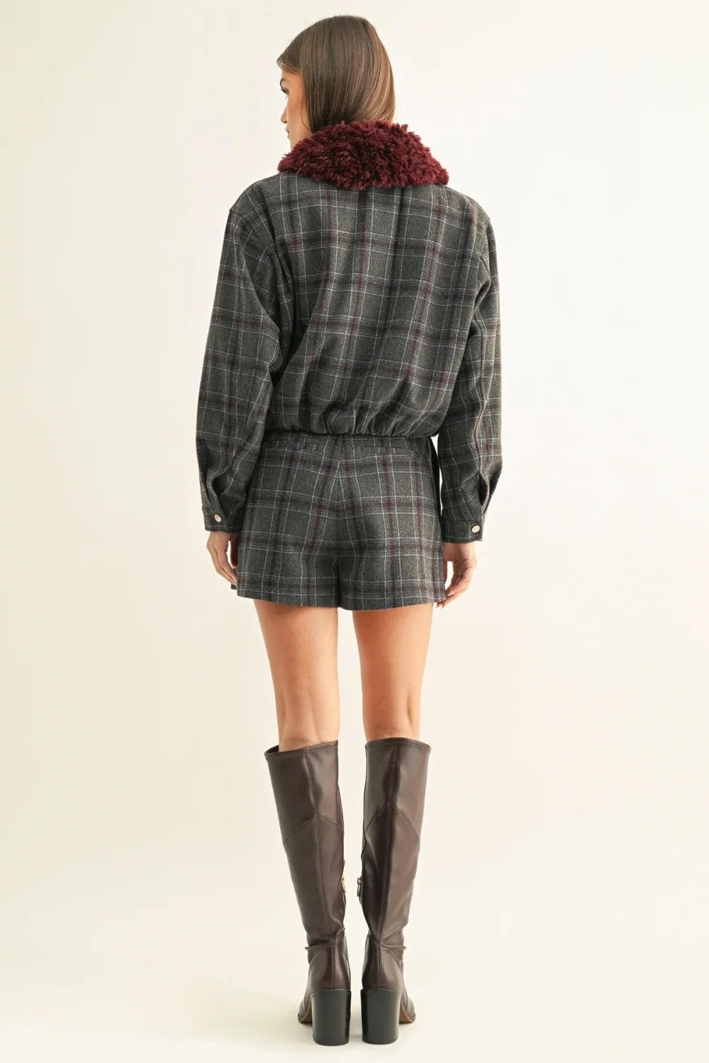 DAISY VEGAN FUR COLLARED JACKET