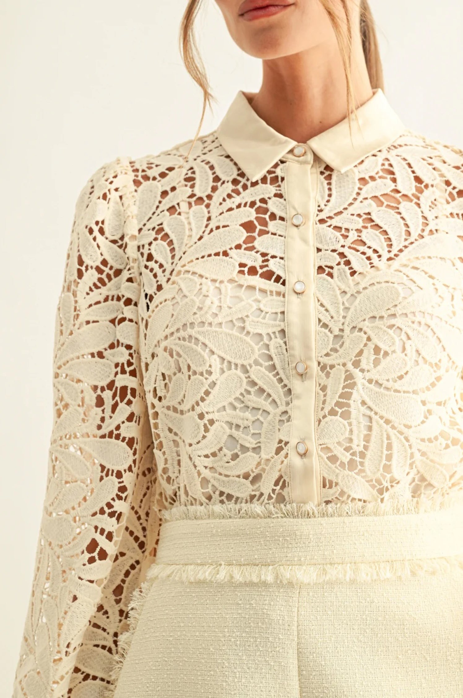 Diora Contrast Detail Lace Shirt