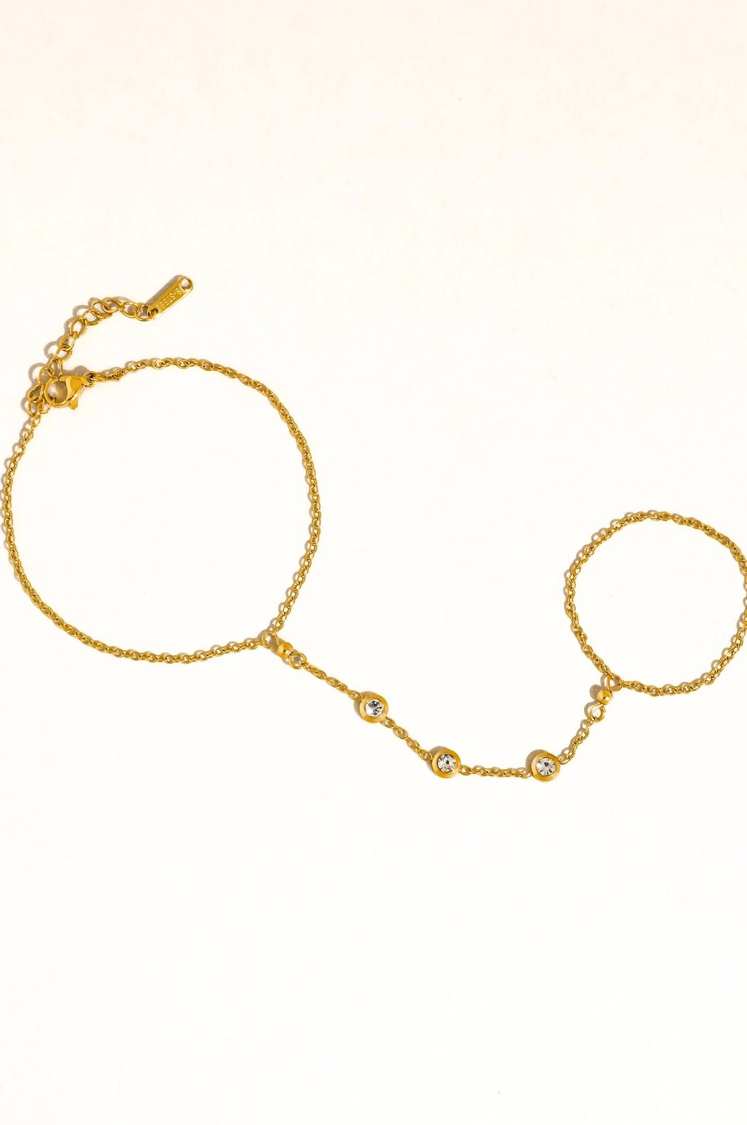 NADINE CZ HAND CHAIN BRACELET