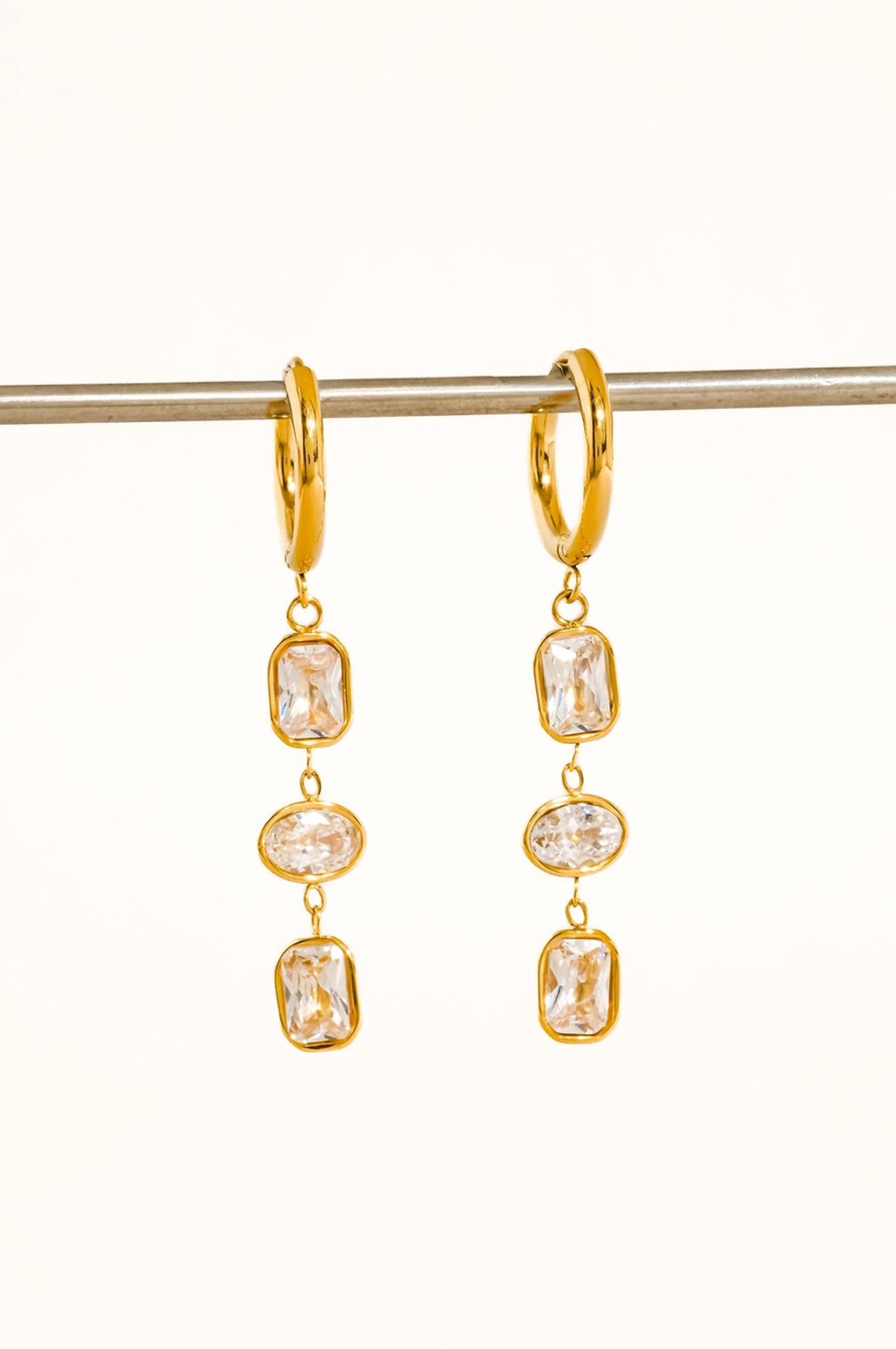 SUNNIVA CZ TRIPLE DROP EARRINGS