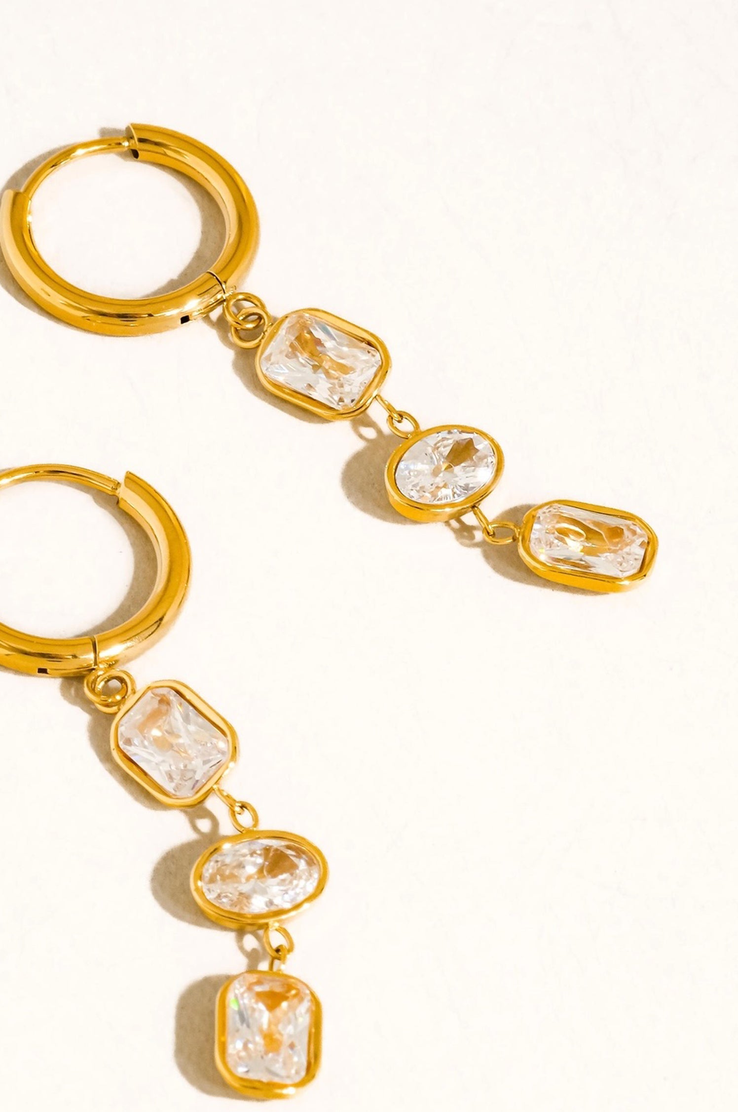 SUNNIVA CZ TRIPLE DROP EARRINGS