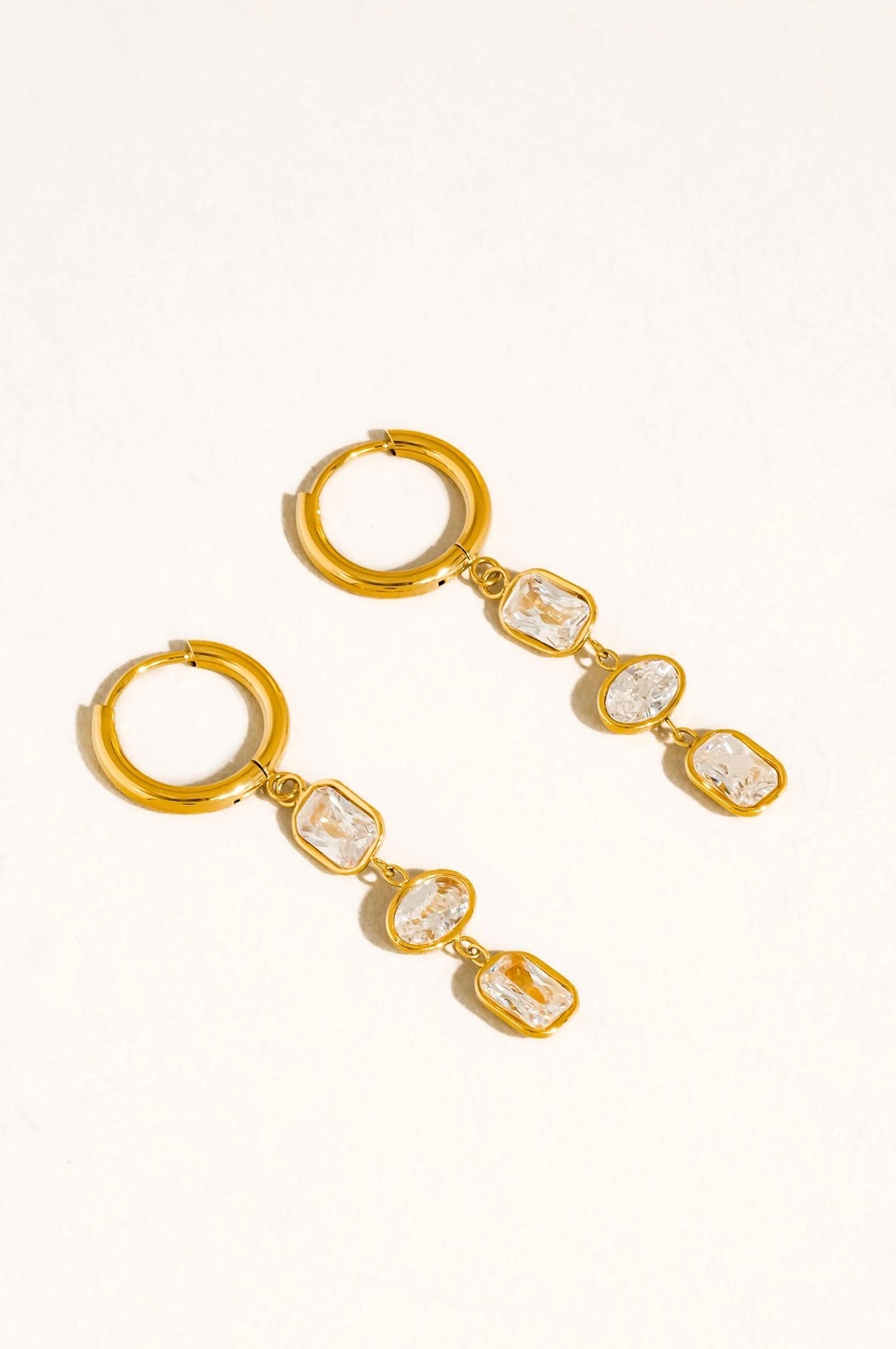 SUNNIVA CZ TRIPLE DROP EARRINGS