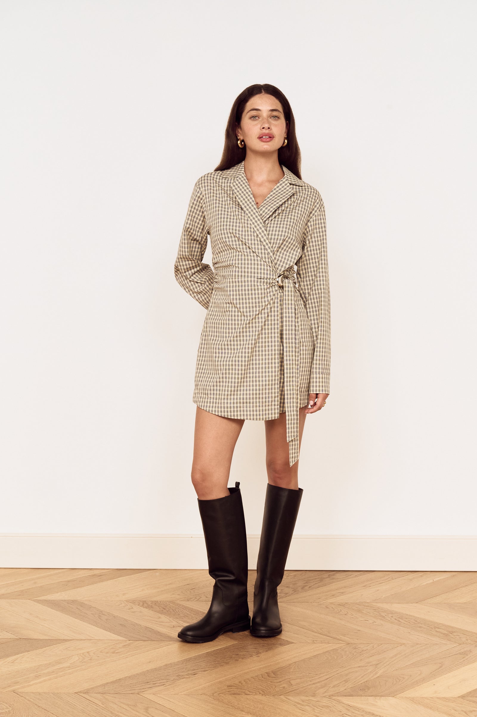 MILA WRAP MINI SHIRTDRESS