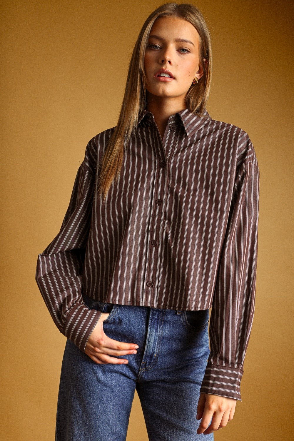 Frankie Striped Button Crop Shirt