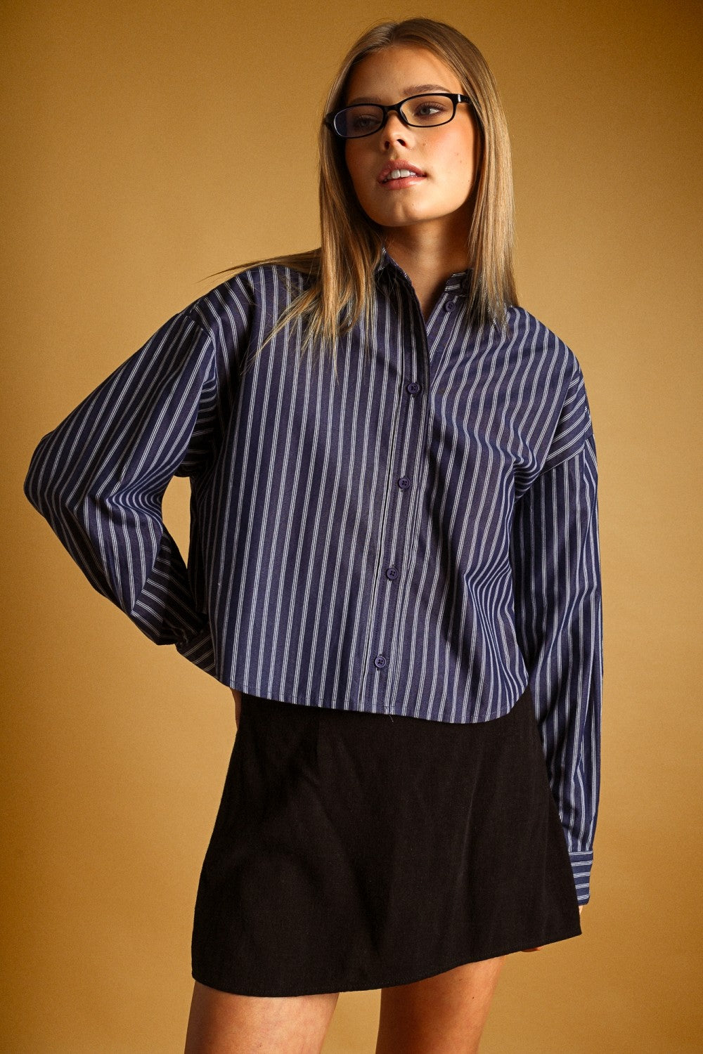 Frankie Striped Button Crop Shirt