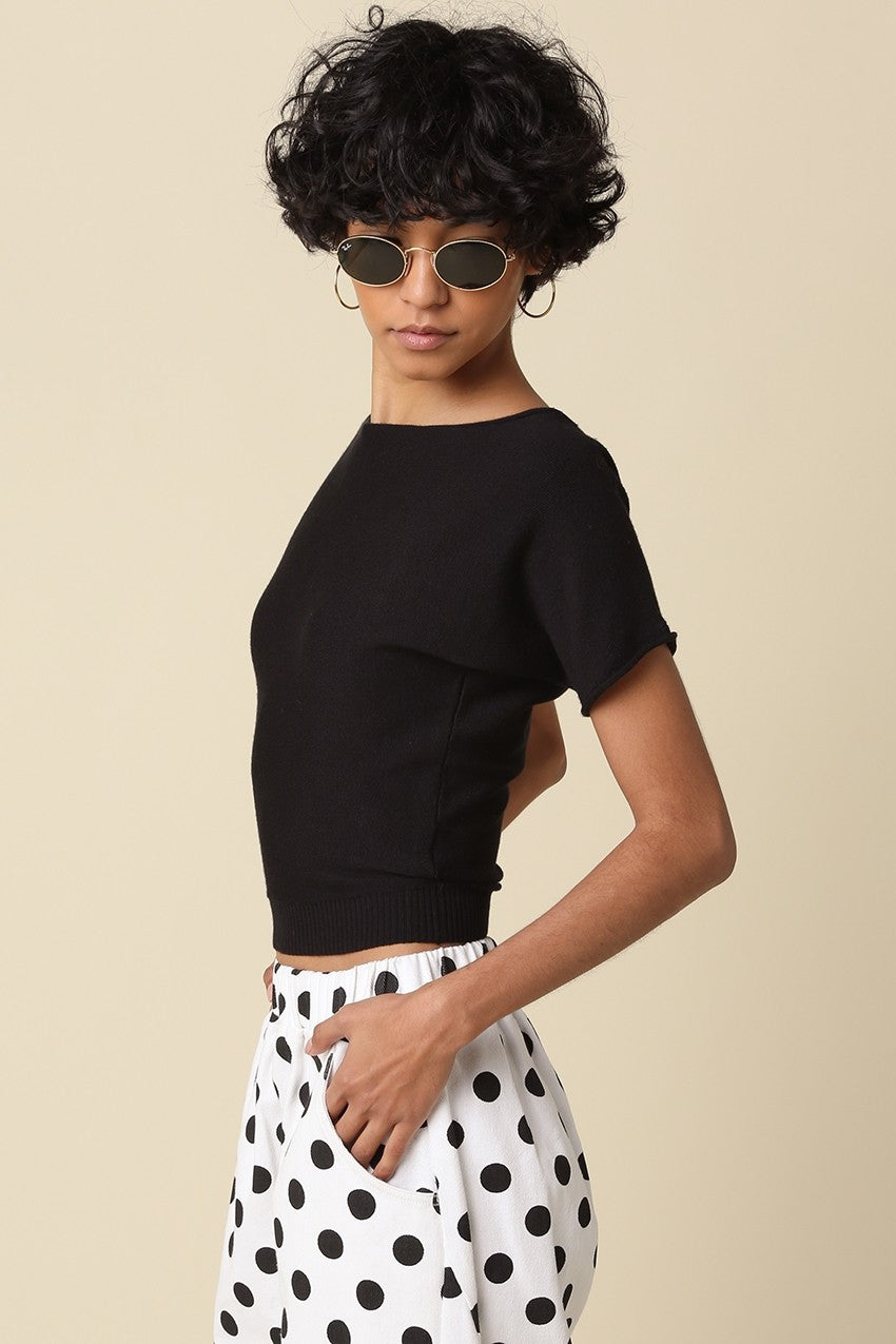 Angela Boat Neck Cinched Tee