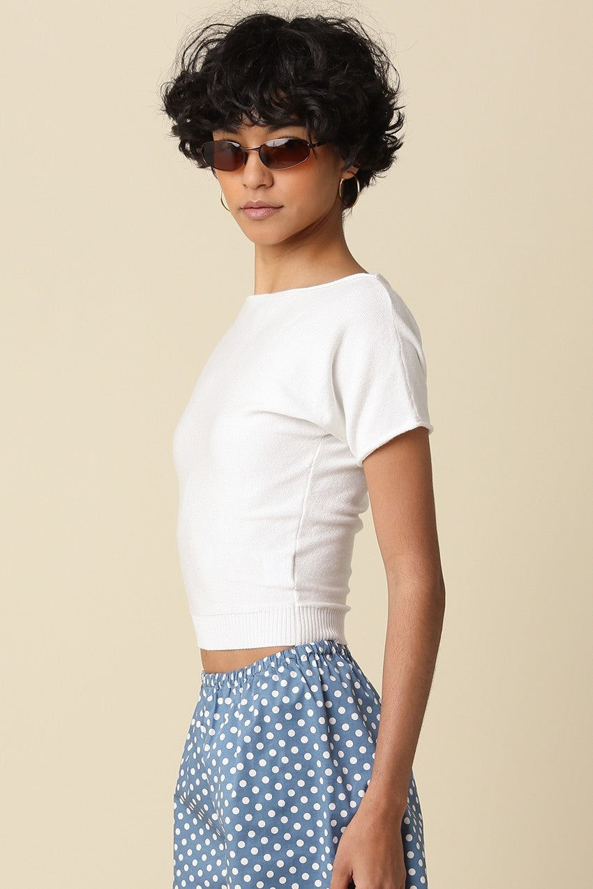 Angela Boat Neck Cinched Tee