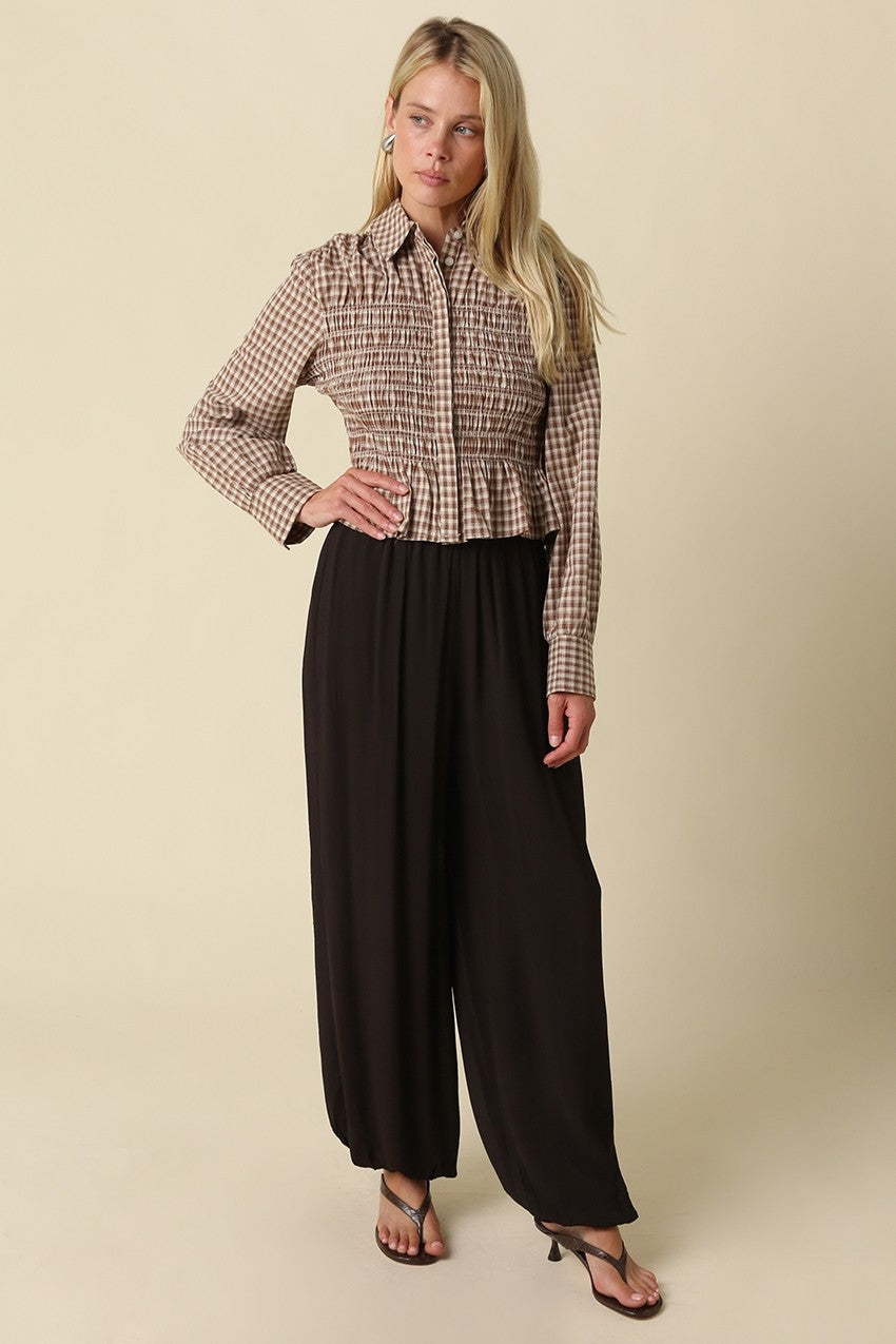 DAISY WIDE LEG BUBBLE HEM PANTS