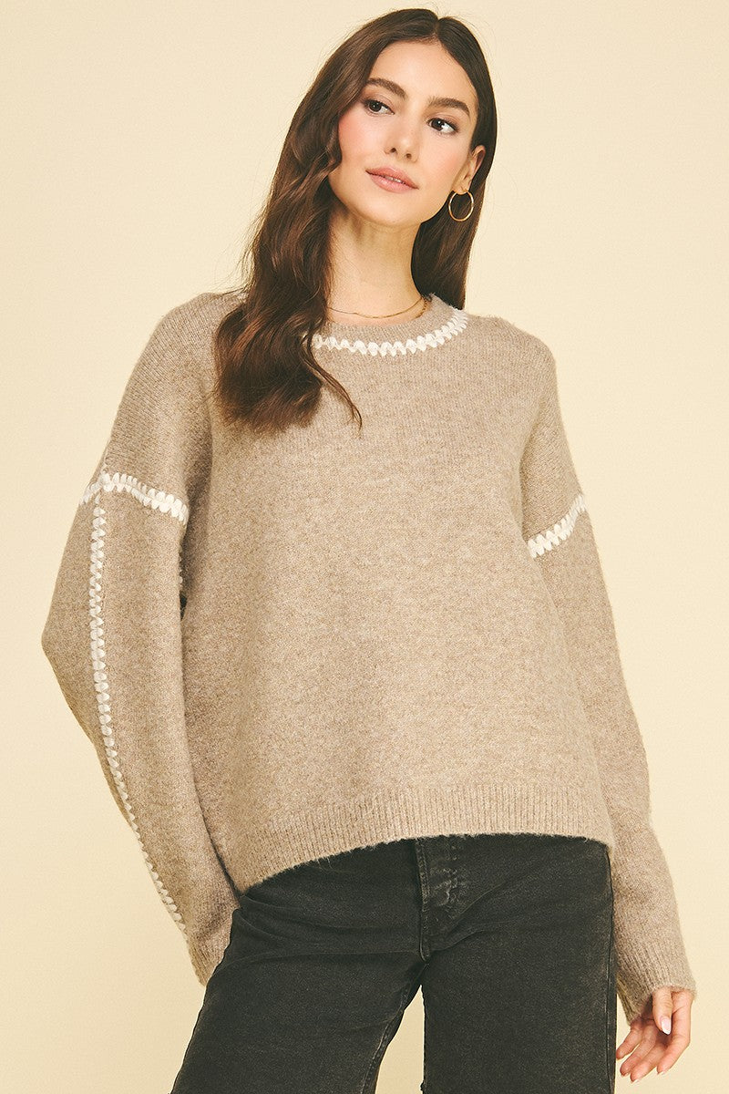 Blake Contrast Stitching Sweater