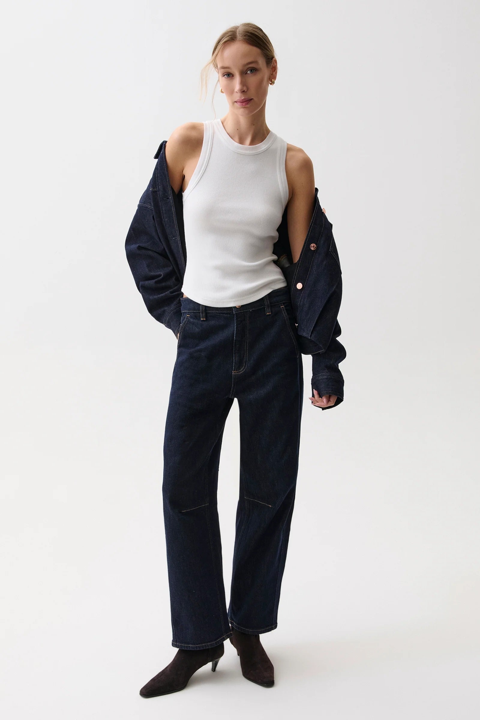 BEAU SEAMED CRESCENT RAW JEAN
