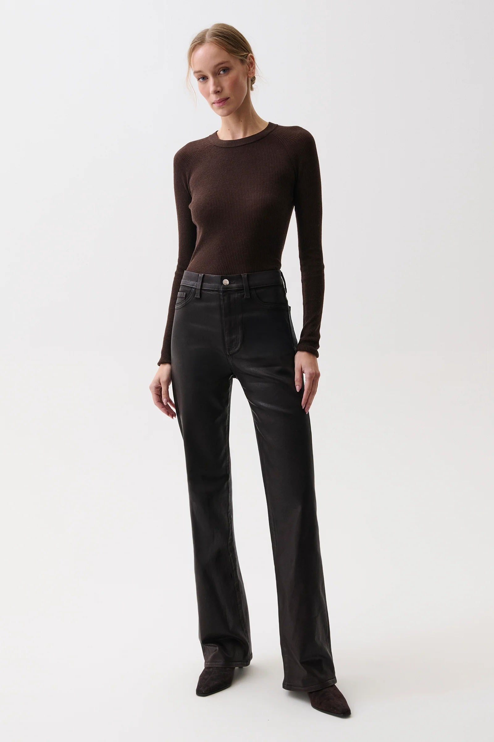 EVIE HIGH RISE SLIM BOOT ~ COATED MOCHA