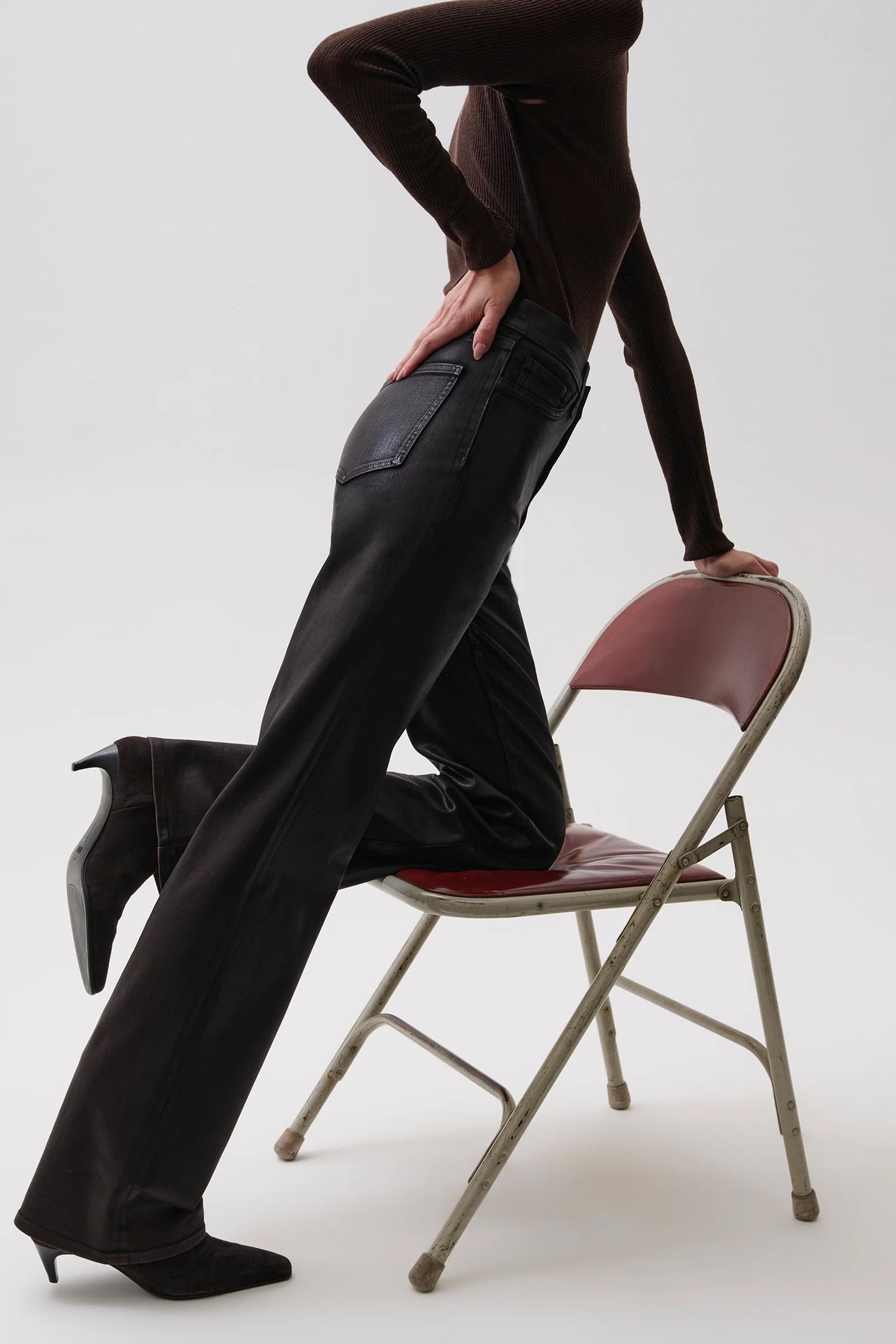 EVIE HIGH RISE SLIM BOOT ~ COATED MOCHA