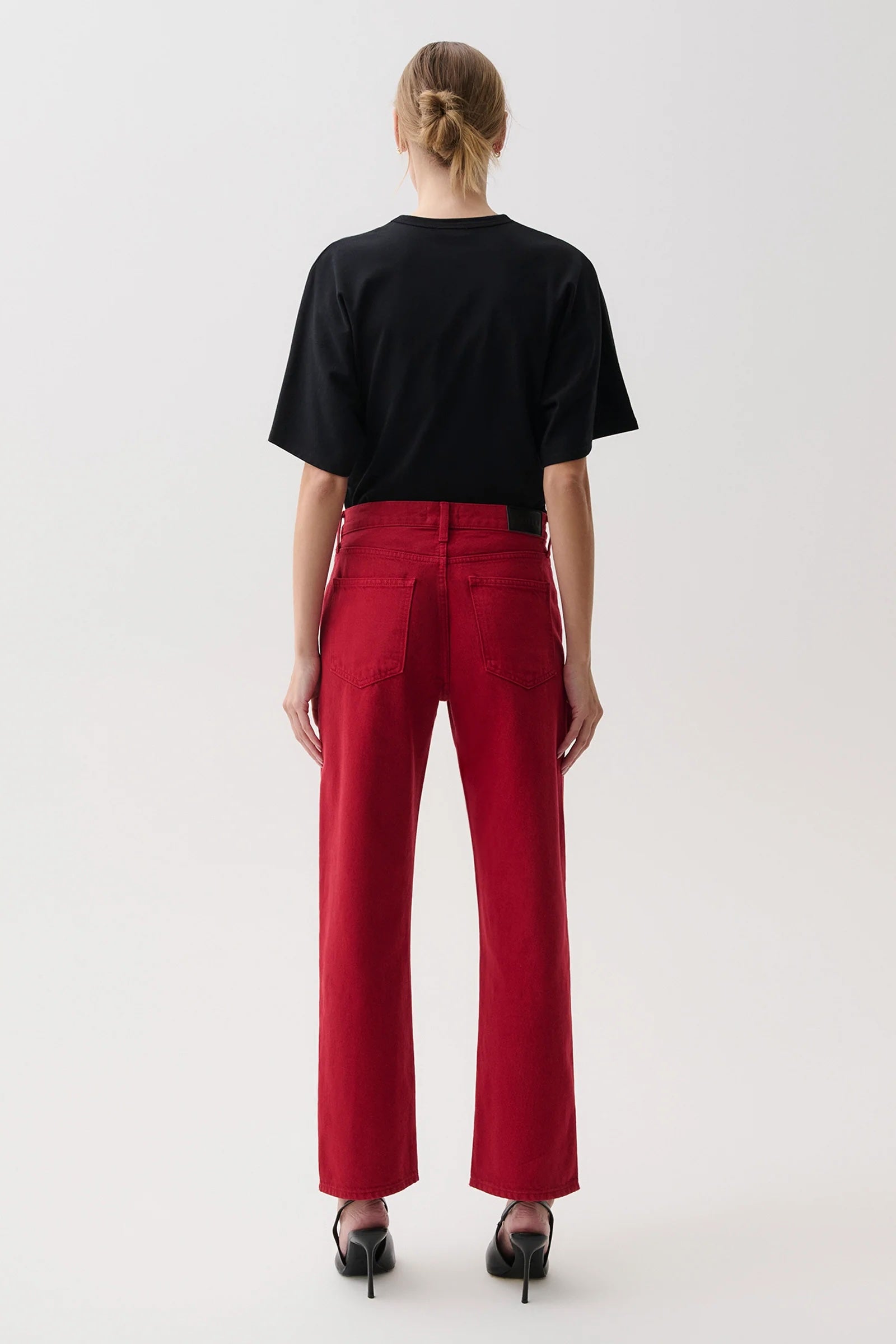 LEXI MID RISE BOWED STRAIGHT - SAVVY RED