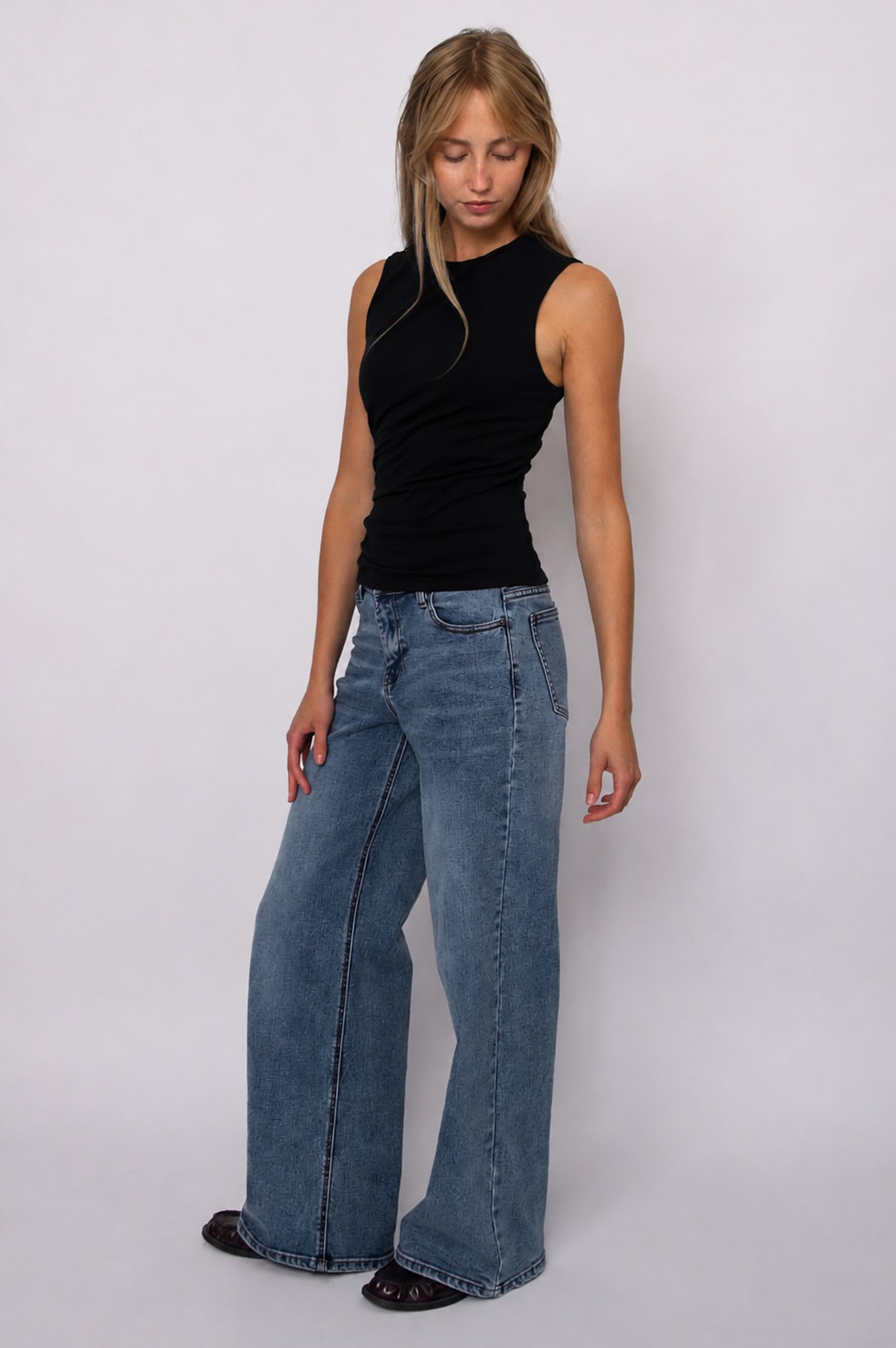 RURI COTTON SLEEVELESS DRAPED TOP