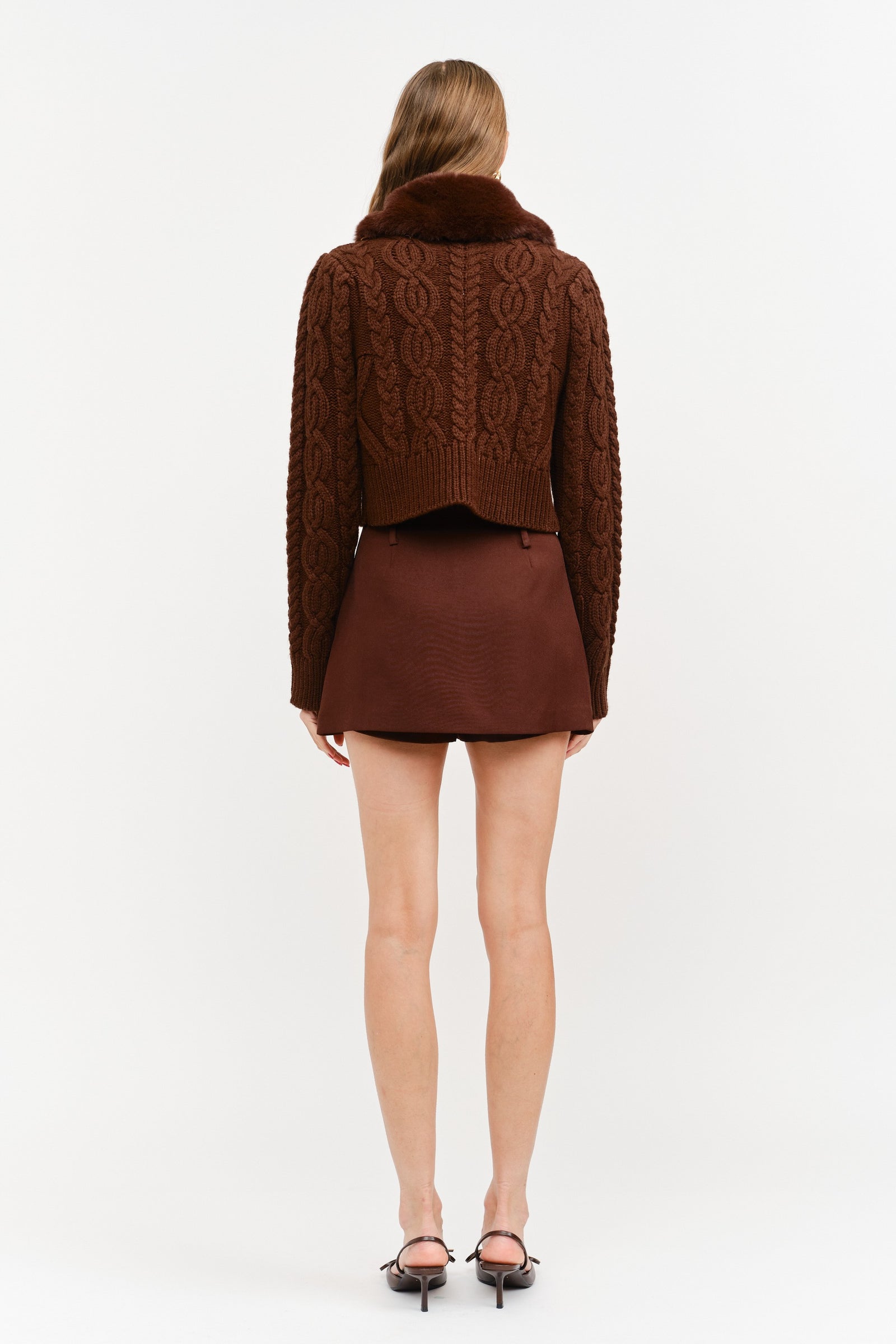CHLOE FUR COLLARED CARDIGAN