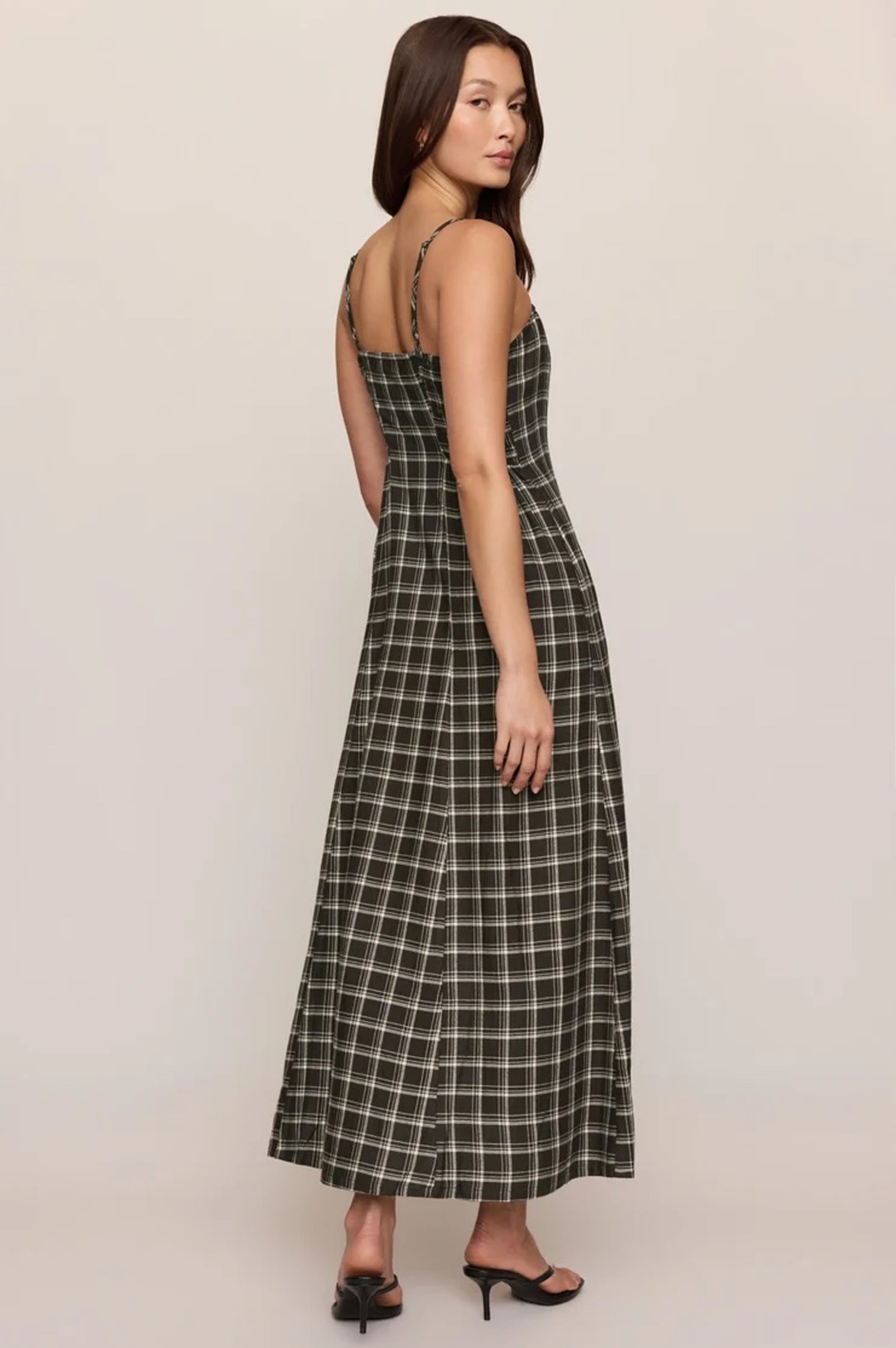 ANGEL EYES PLAID MIDI DRESS
