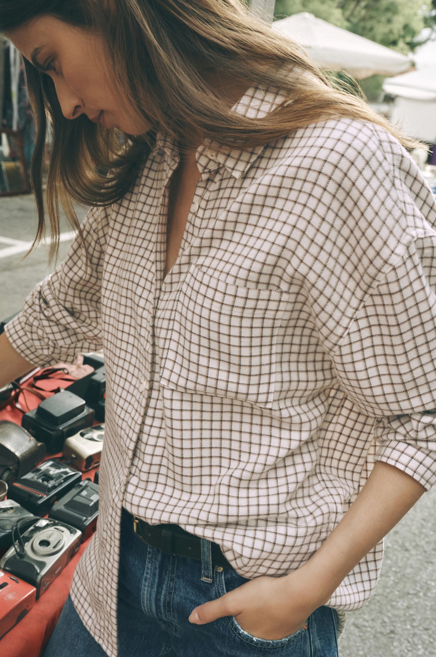 RIVER PLAID BUTTON UP