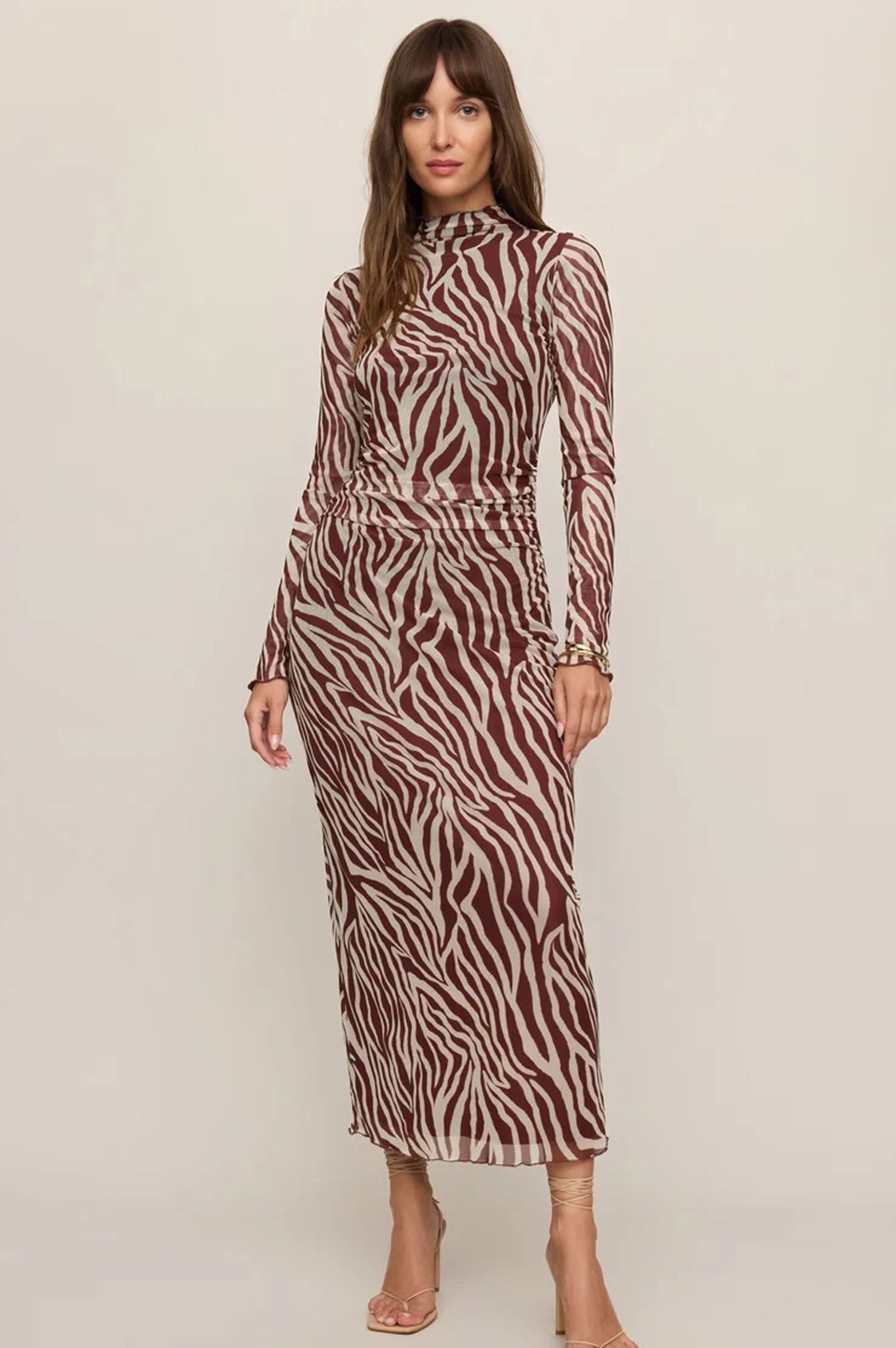 SEVILLA ZEBRA MESH MIDI DRESS