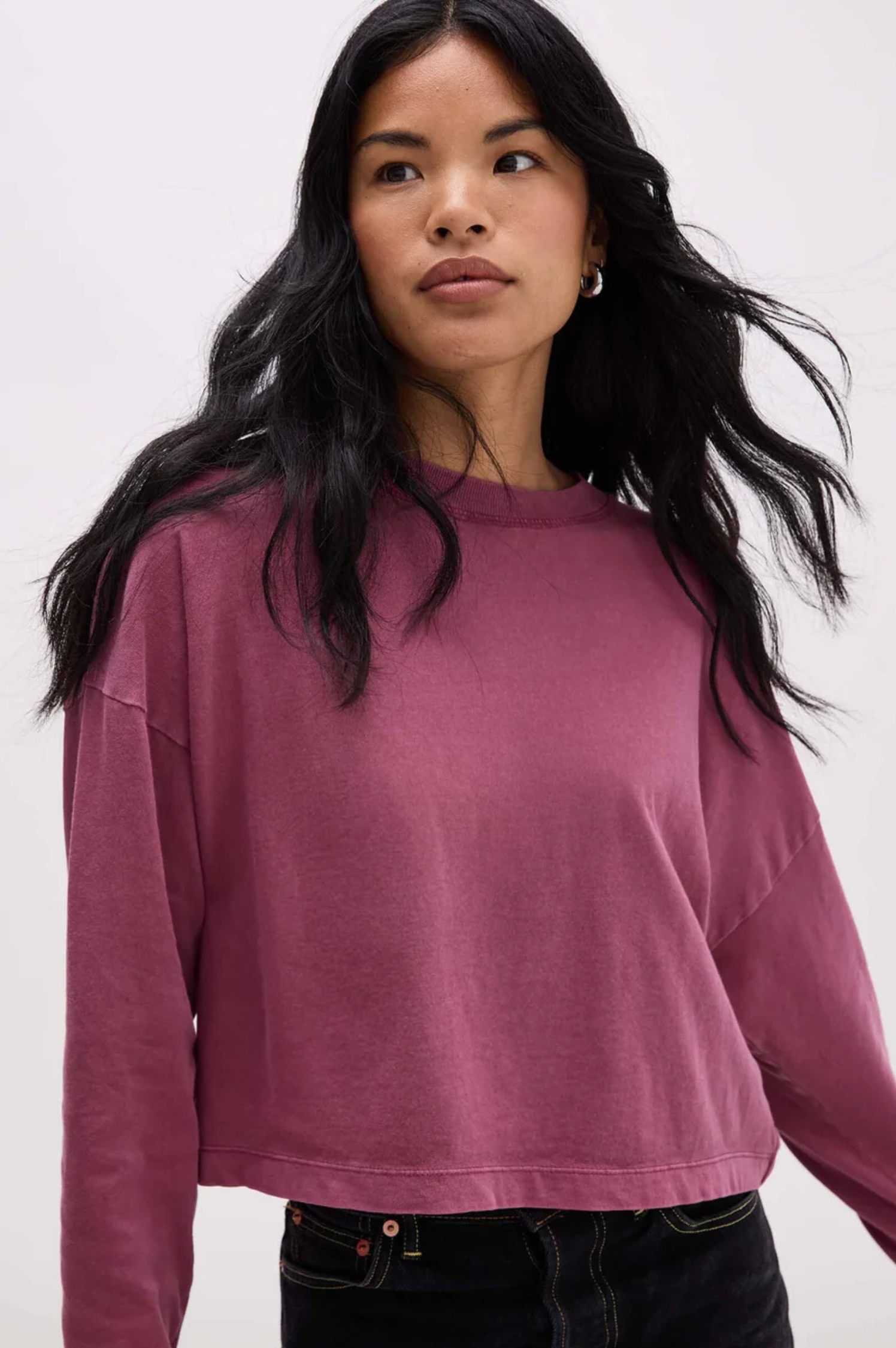 Relaxed Crop Long Sleeve Tee
