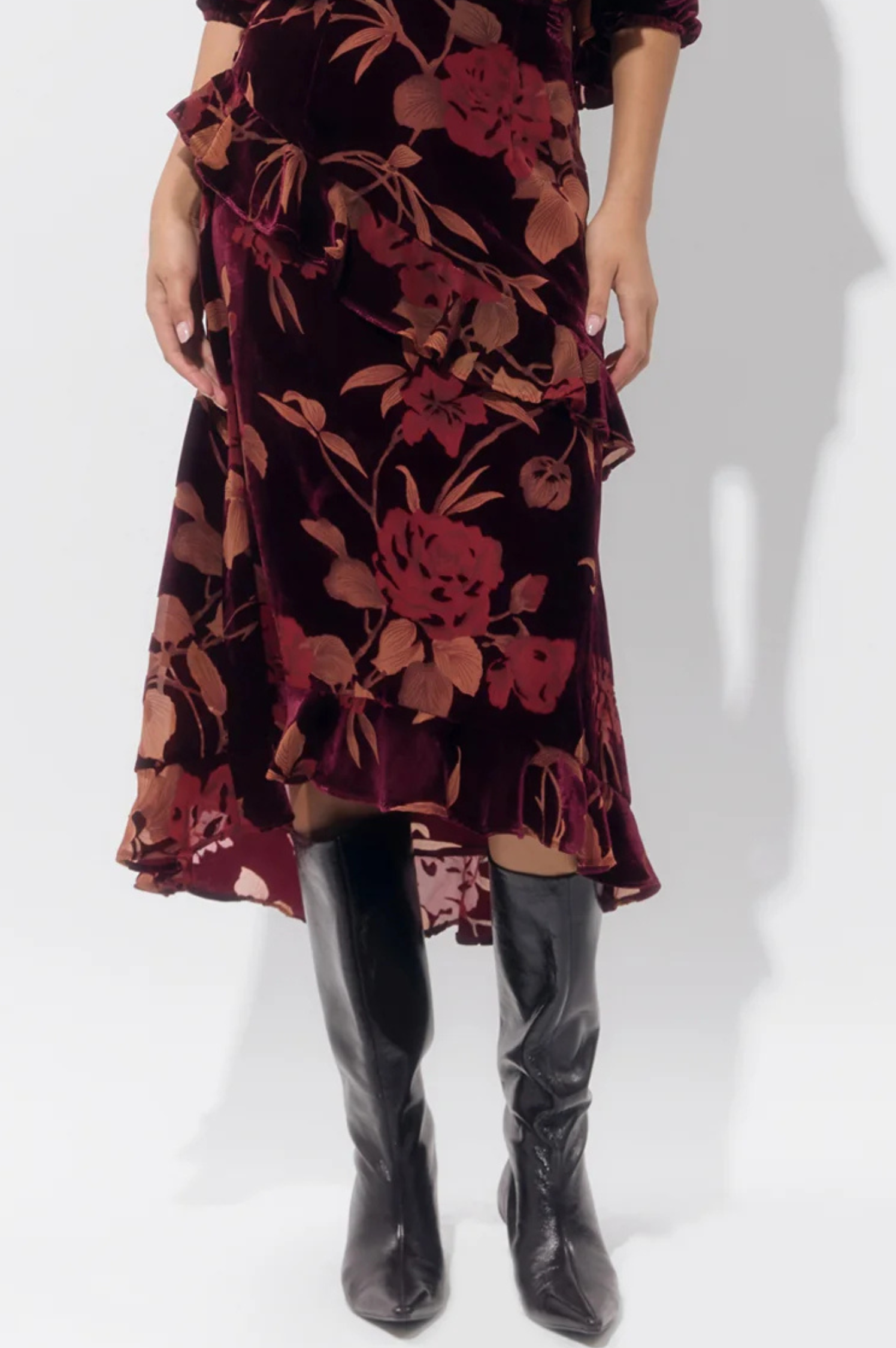 Ryanne Flutter Velvet Burnout Skirt