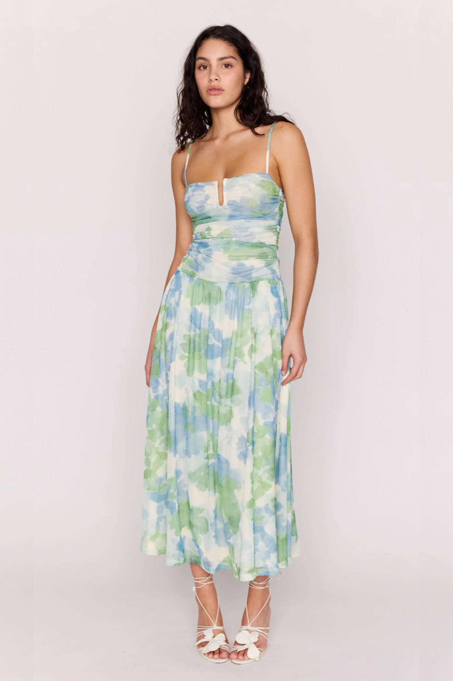 chinese dress ladies Chicago Ombre Mesh Long Sleeve Maxi Dress + Side Slit Avocado / Medium main image 1