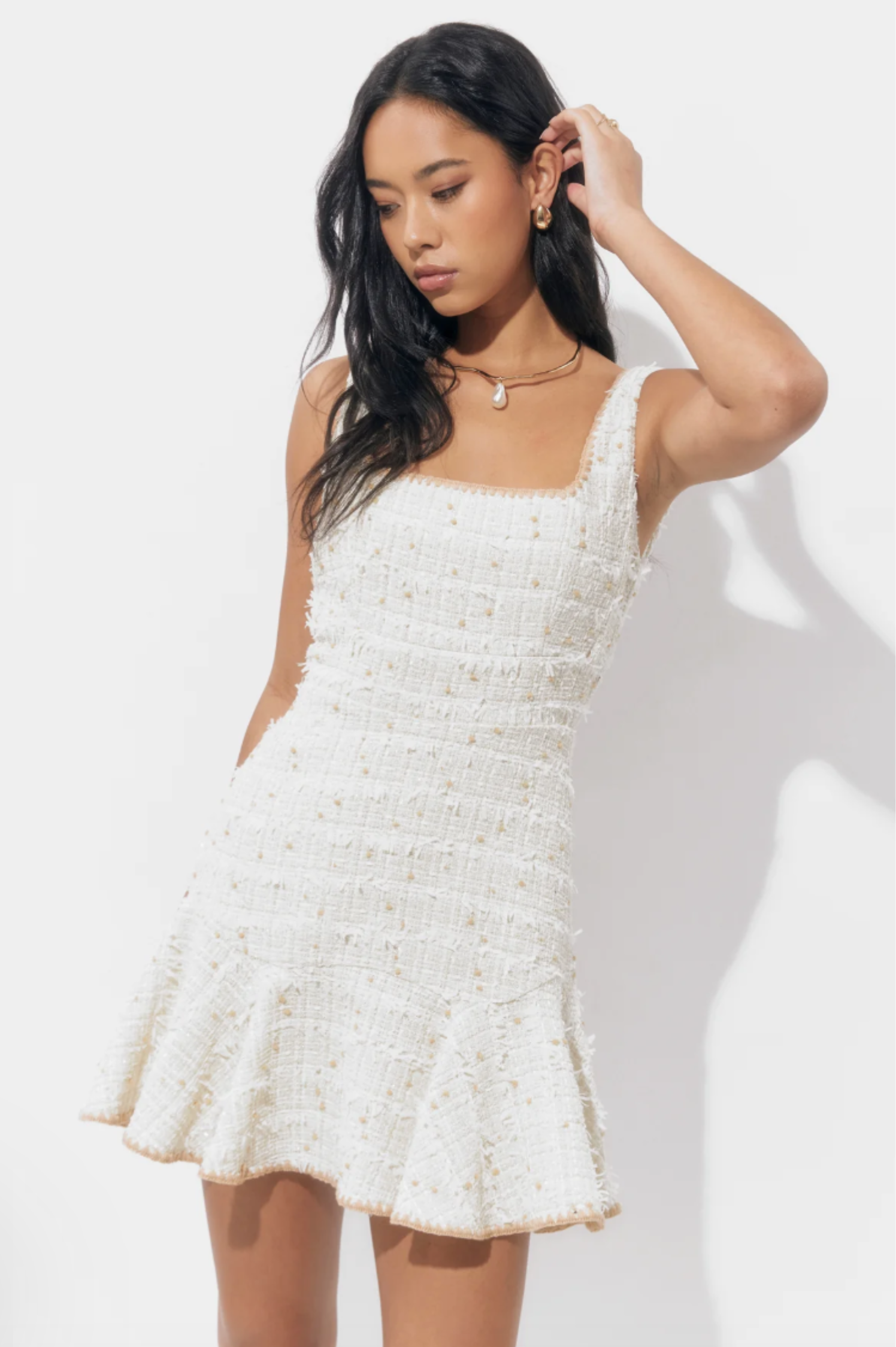 Salina Tweed Embroidery Mini Dress